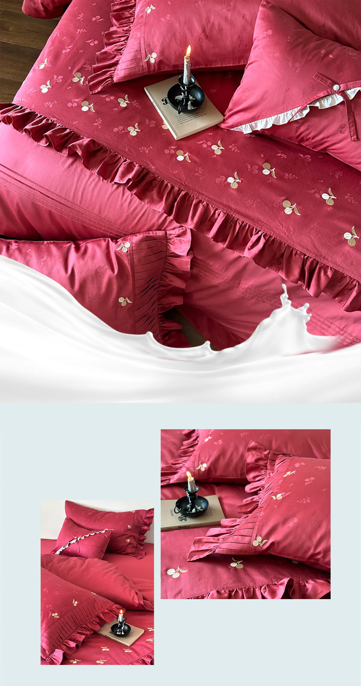 Luxury-100s-Cotton-Floral-Jacquard-Red-Wedding-Bedding-4-Pcs-Set10