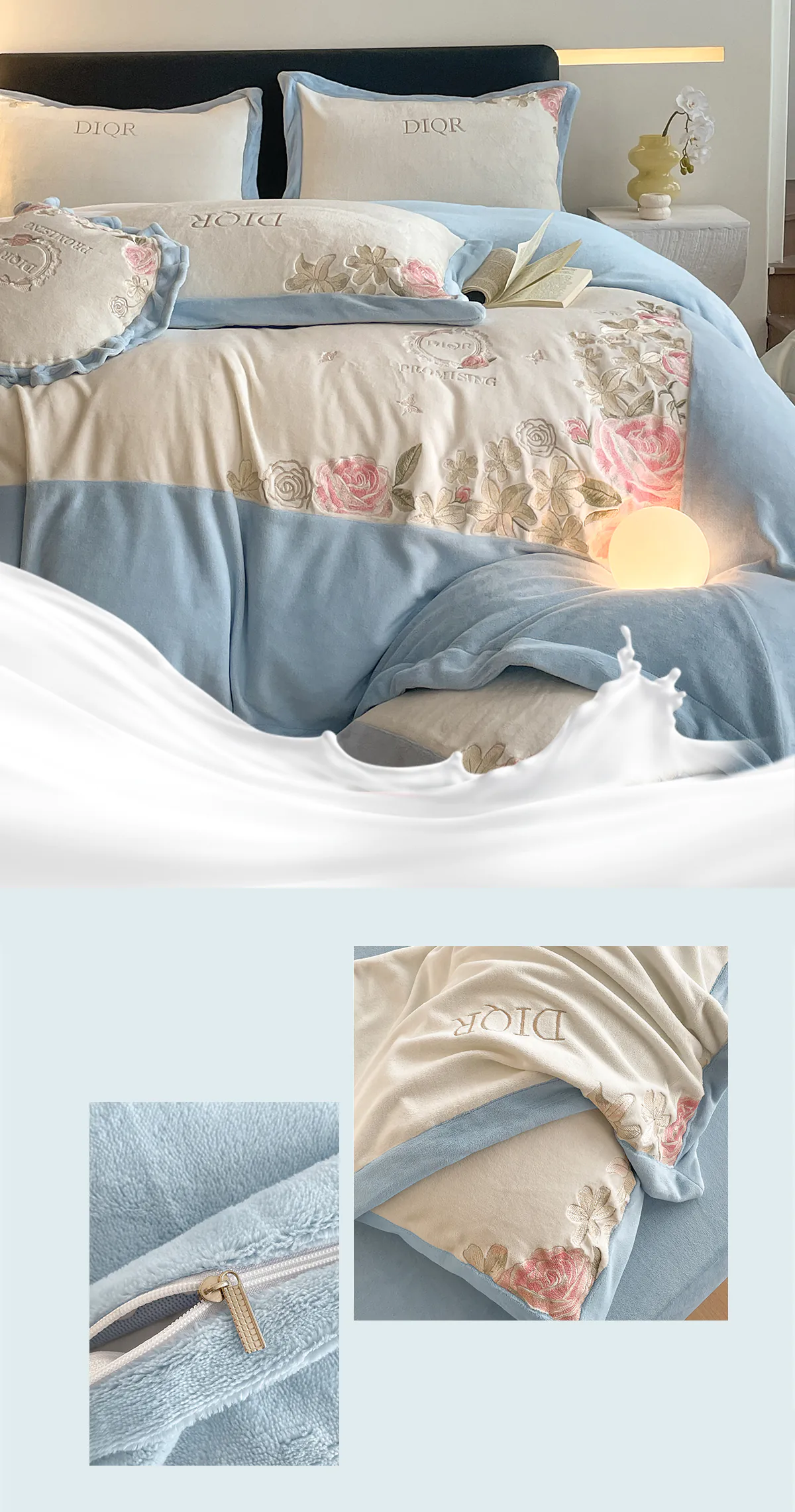 Milk-Velvet-Floral-Embroidery-Duvet-Cover-Bedding-4Pcs-Set29