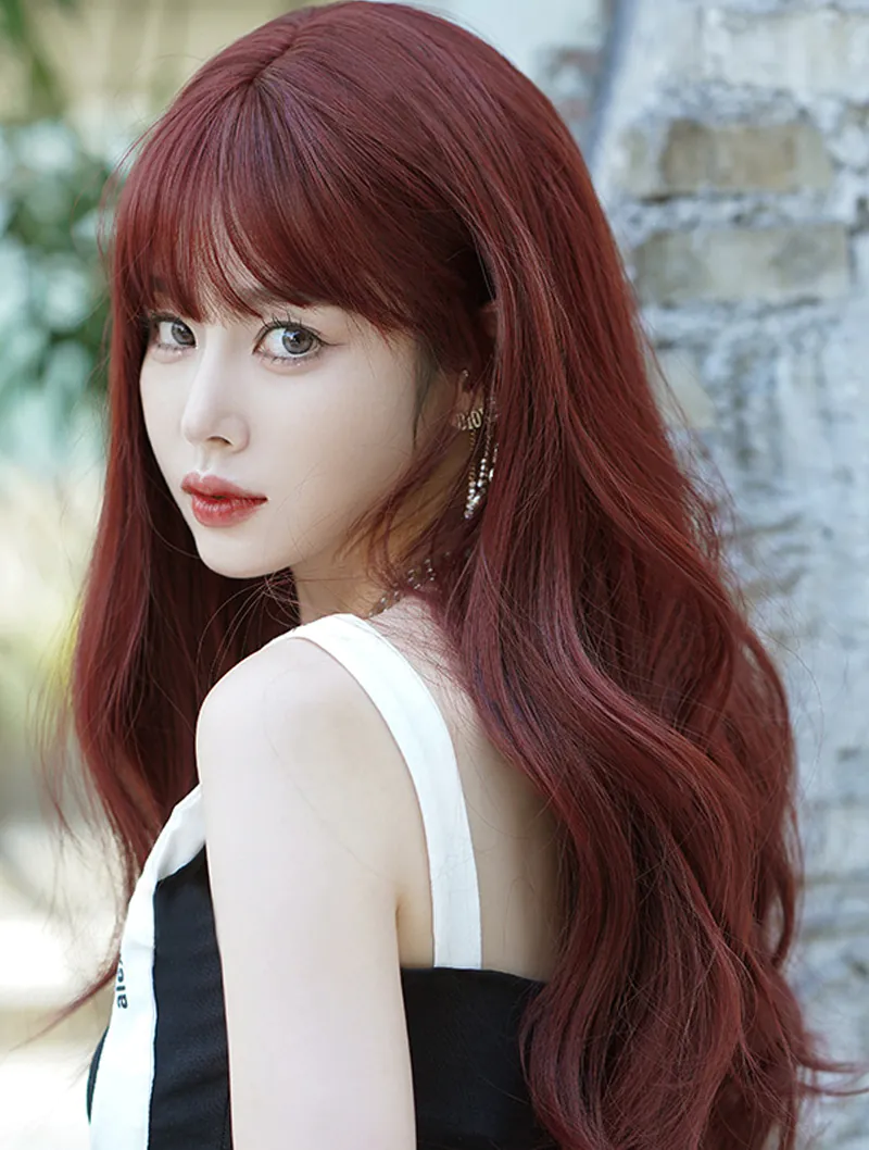 Natural Synthetic Raspberry Red Hair Cosplay Halloween Party Wig01