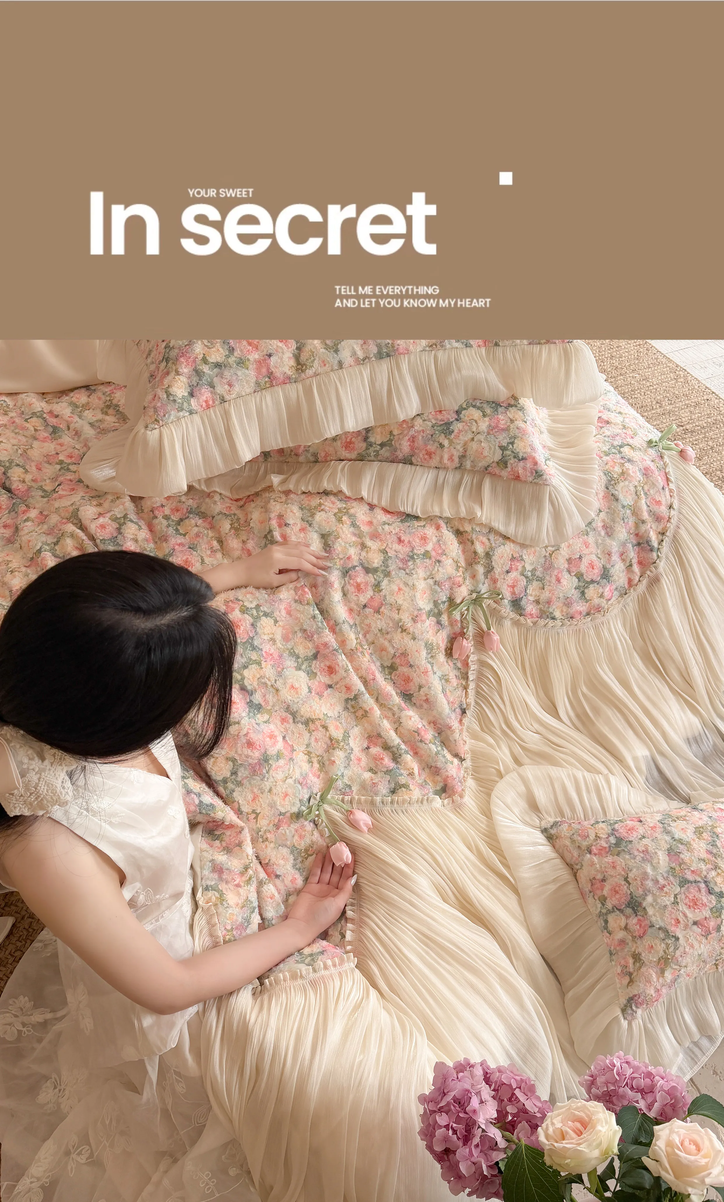 Pastoral-Cottagecore-Pink-Floral-100S-Cotton-Sheer-Tulle-Ruffle-Bedding-Set11