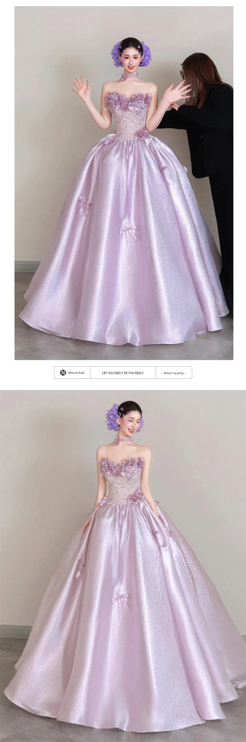 Princess-3D-Floral-Lace-Bodice-Glossy-Satin-Skirt-Lavender-Strapless-Ball-Gown12