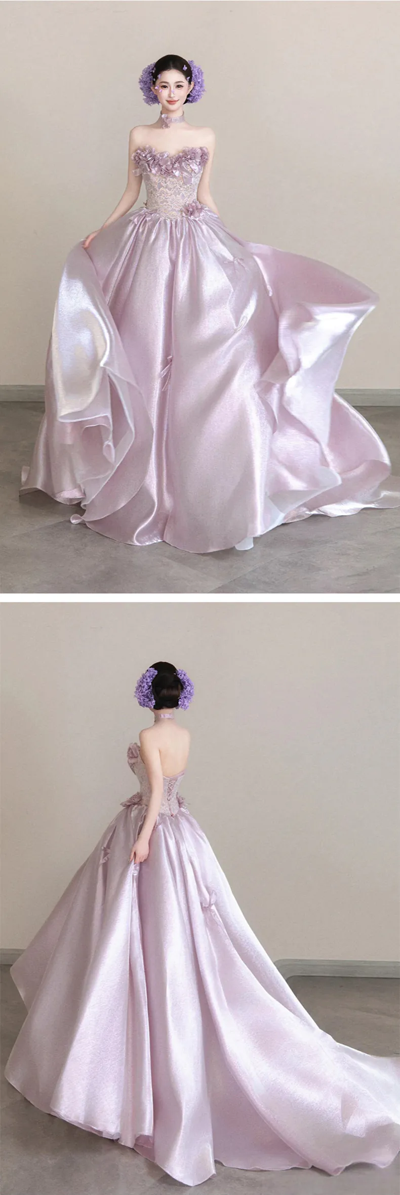 Princess-3D-Floral-Lace-Bodice-Glossy-Satin-Skirt-Lavender-Strapless-Ball-Gown14