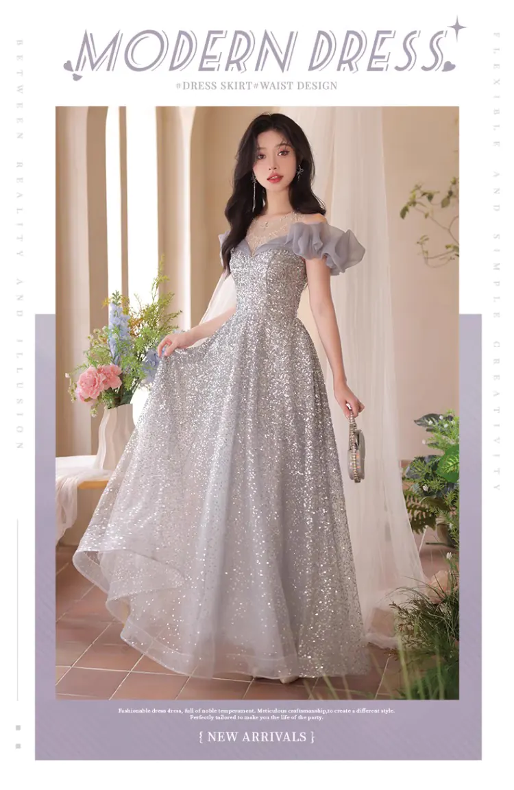 Short-Puff-Sleeves-Silver-Banquet-Hosting-Prom-Dress-Evening-Gown06
