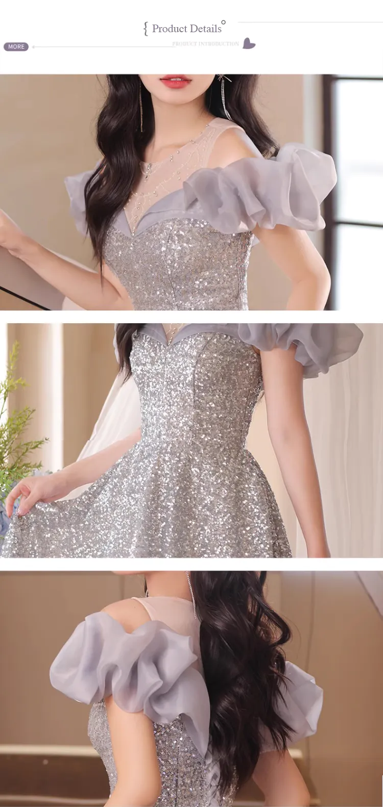 Short-Puff-Sleeves-Silver-Banquet-Hosting-Prom-Dress-Evening-Gown16
