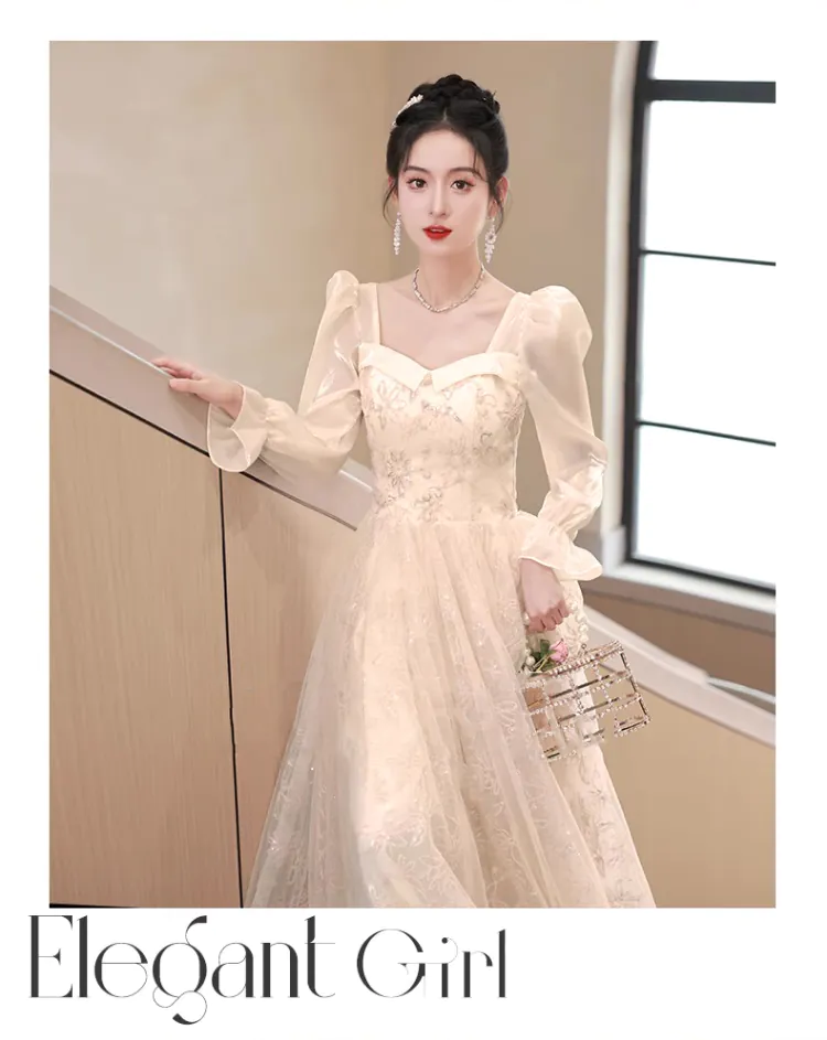 Sweet-Champagne-Delicate-Floral-Patterns-Long-Sleeve-Evening-Dress11