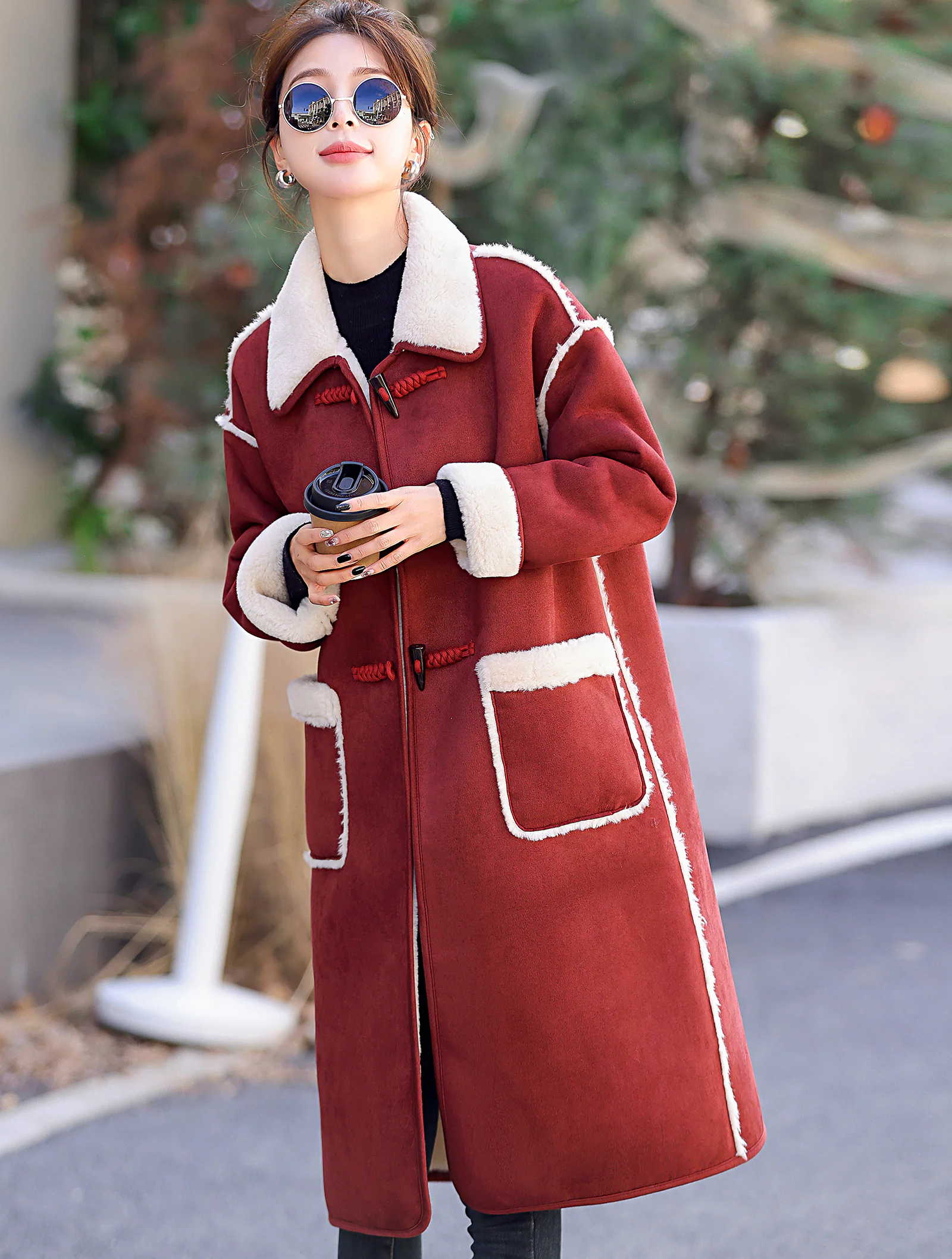 Thick Plush Wool Blend Winter Warm Coat Mid Long Jacket Outwear01