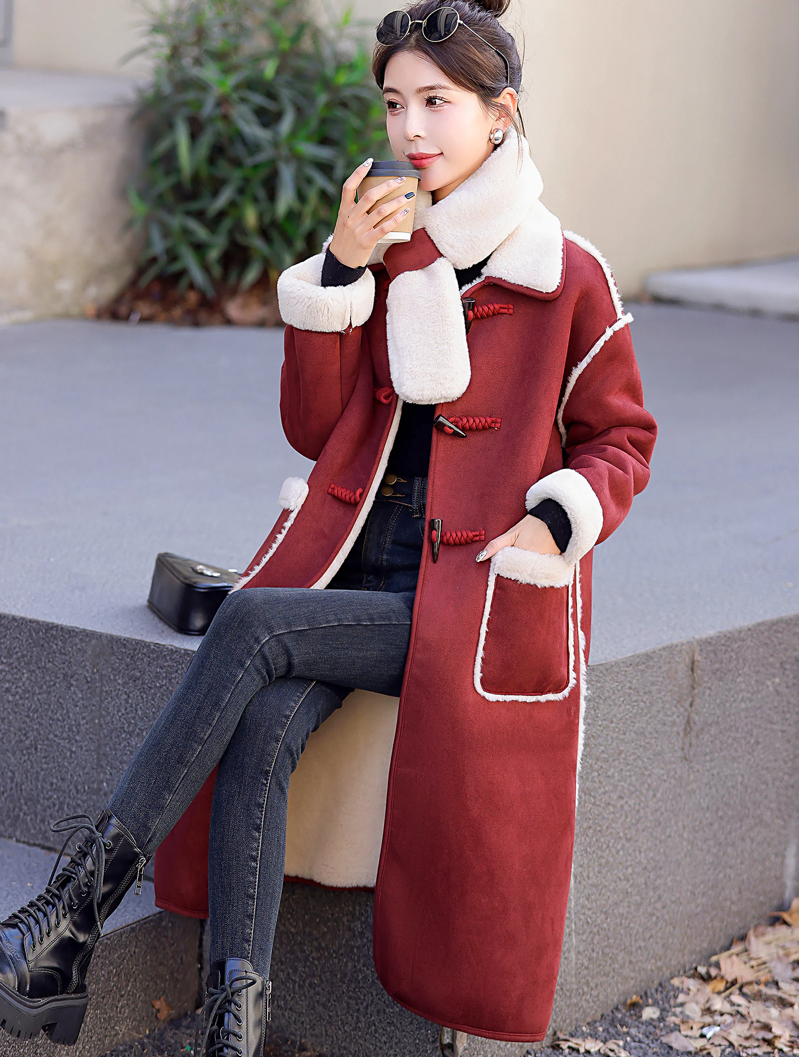 Thick Plush Wool Blend Winter Warm Coat Mid-Long Jacket Outwear01
