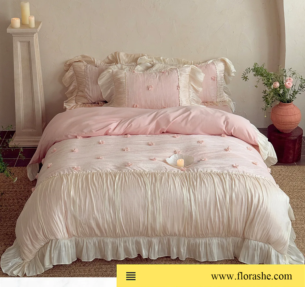 Ultra-Soft-French-Style-Brushed-Cotton-Organza-Flower-Bedding-Set10
