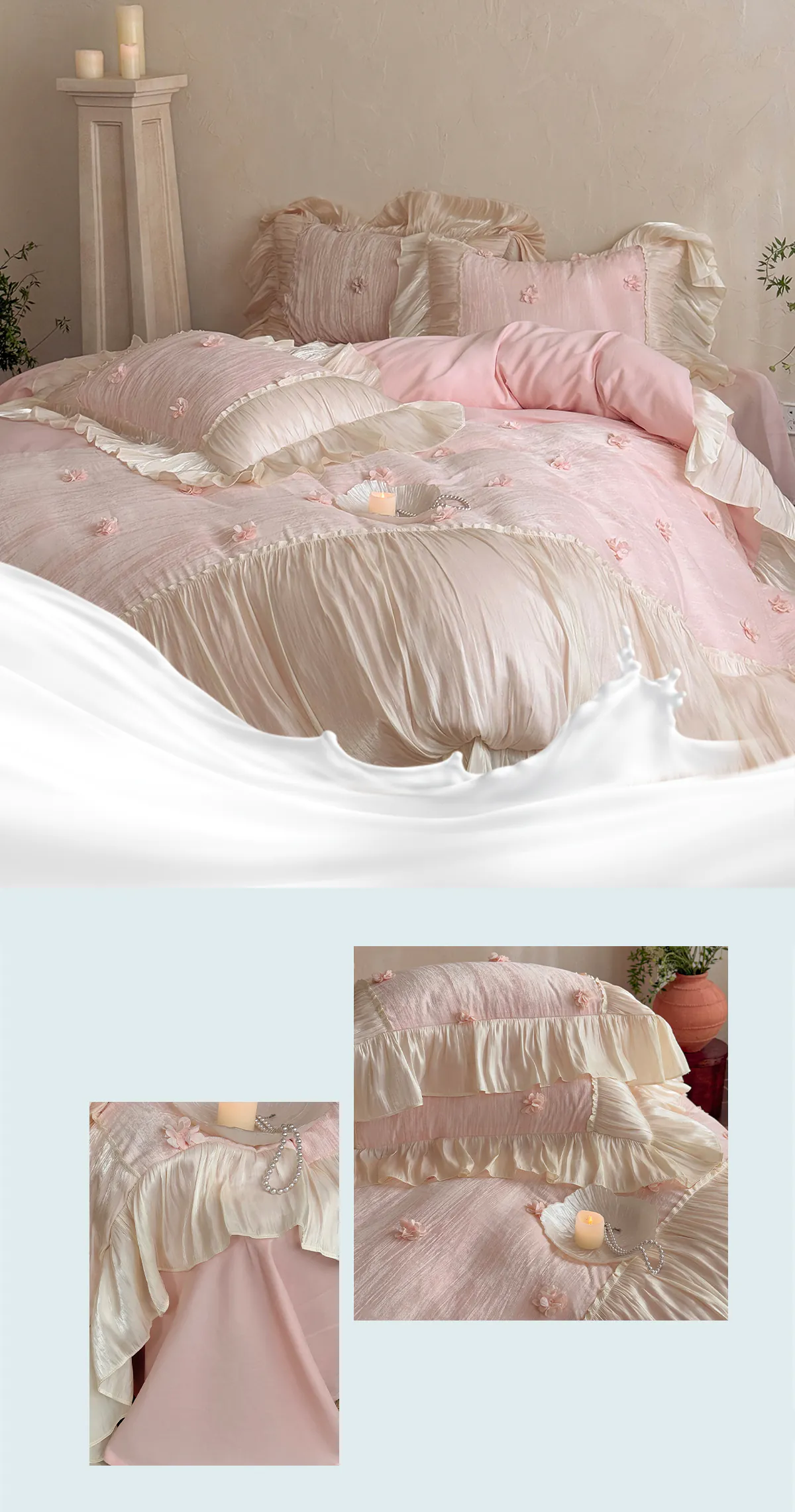 Ultra-Soft-French-Style-Brushed-Cotton-Organza-Flower-Bedding-Set13