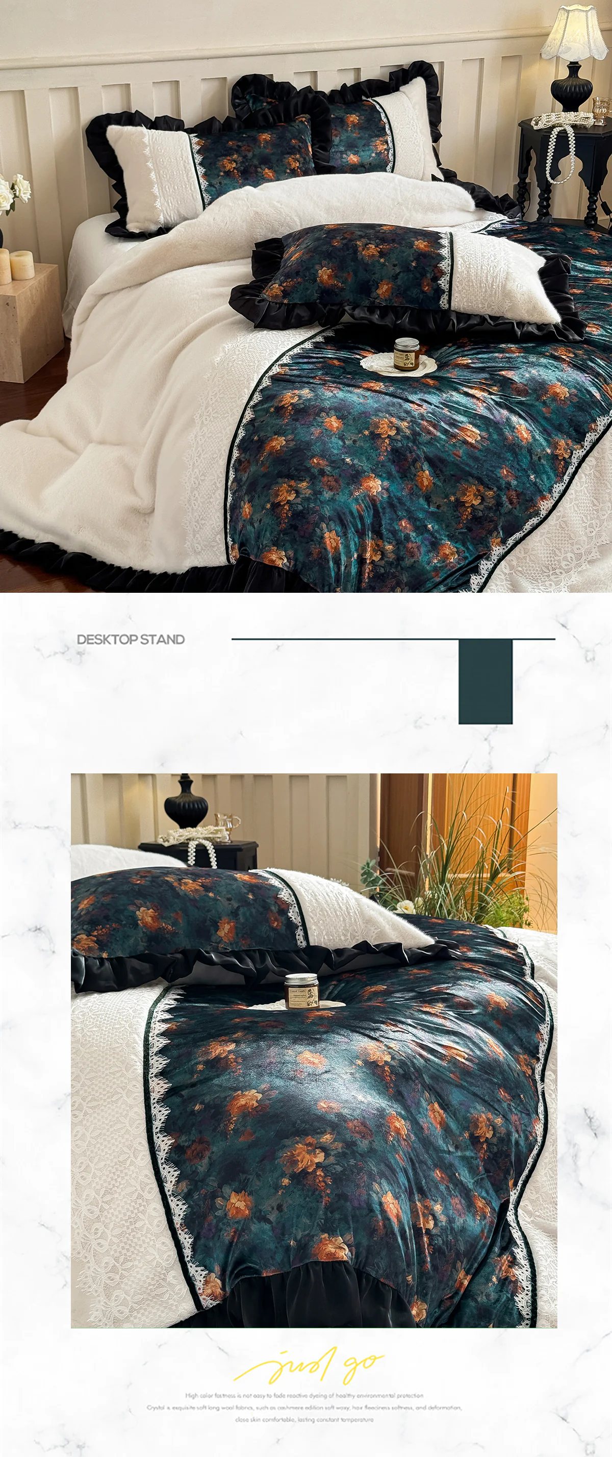 Vintage-Green-French-Palace-Plush-260g-Milk-Velvet-Flannel-Bedding-Set11