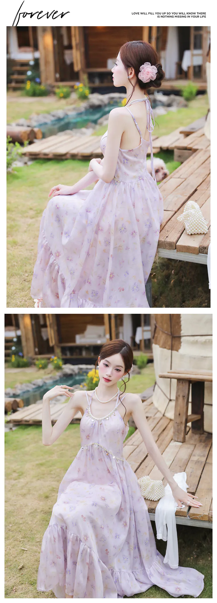 Vintage-Pastel-Purple-Floral-Spaghetti-Strap-Dress-with-Cardigan-Casual-Outfit11