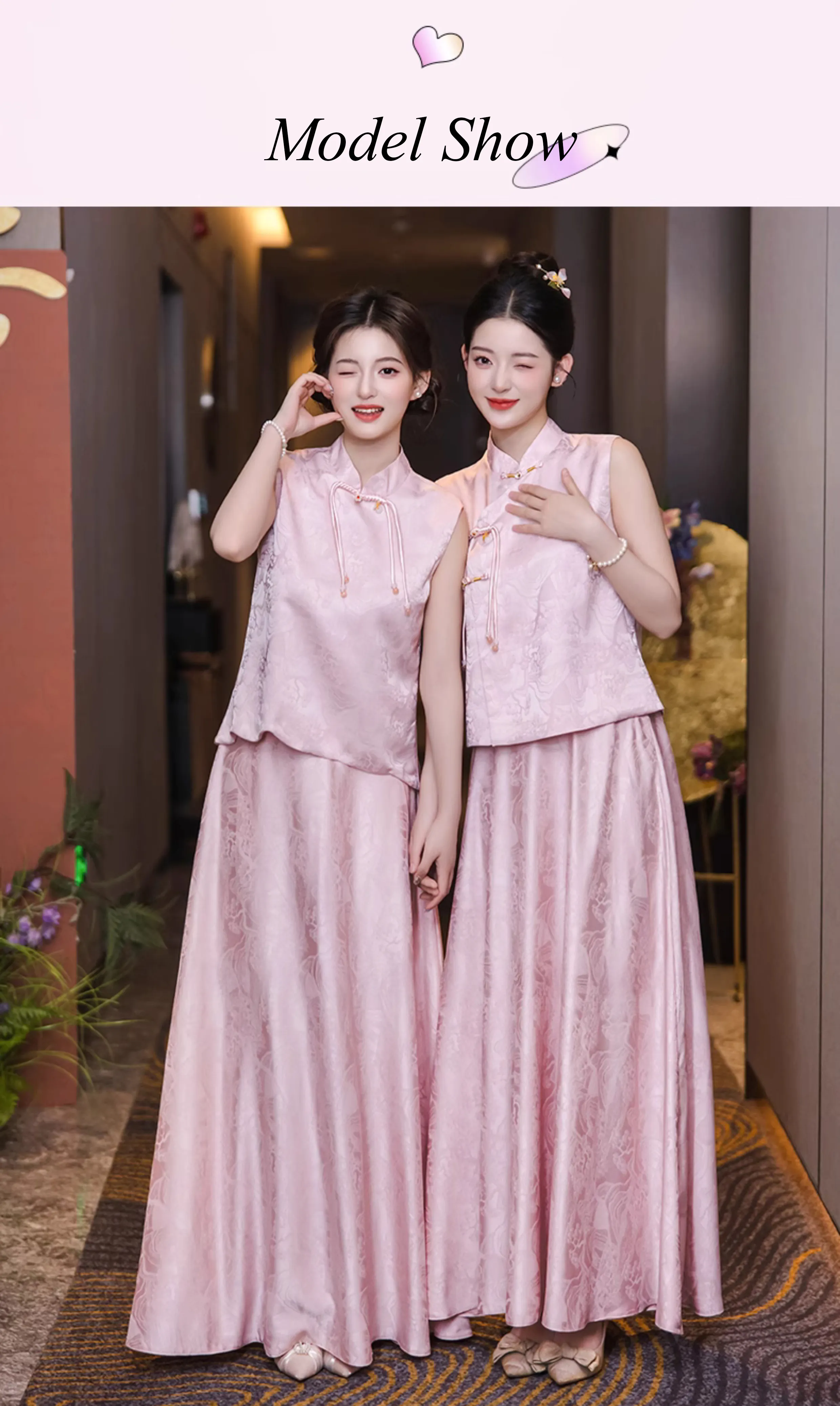 chinese style bridesmaid dresses Vintage Pink Jacquard Dress 2-Piece Outfit size_new_12 US 0 / UK bridesmaid cheongsam Terracotta Wedding Ideas Color:Burnt Olive