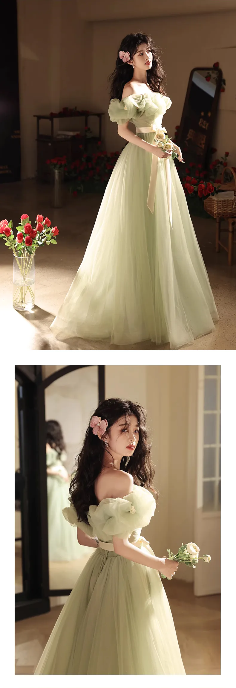 A-Line-Off-the-Shoulder-Soft-Green-Tulle-Formal-Prom-Dress-Evening-Gown14