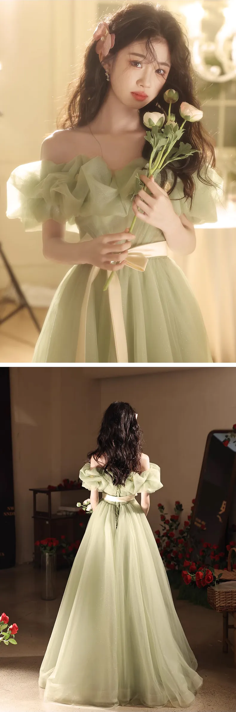 A-Line-Off-the-Shoulder-Soft-Green-Tulle-Formal-Prom-Dress-Evening-Gown15
