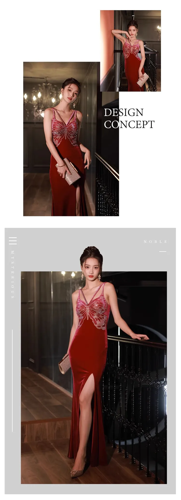 Chic-Red-Velvet-Slip-Evening-Dress-Split-Fishtail-Cocktail-Ball-Gown07