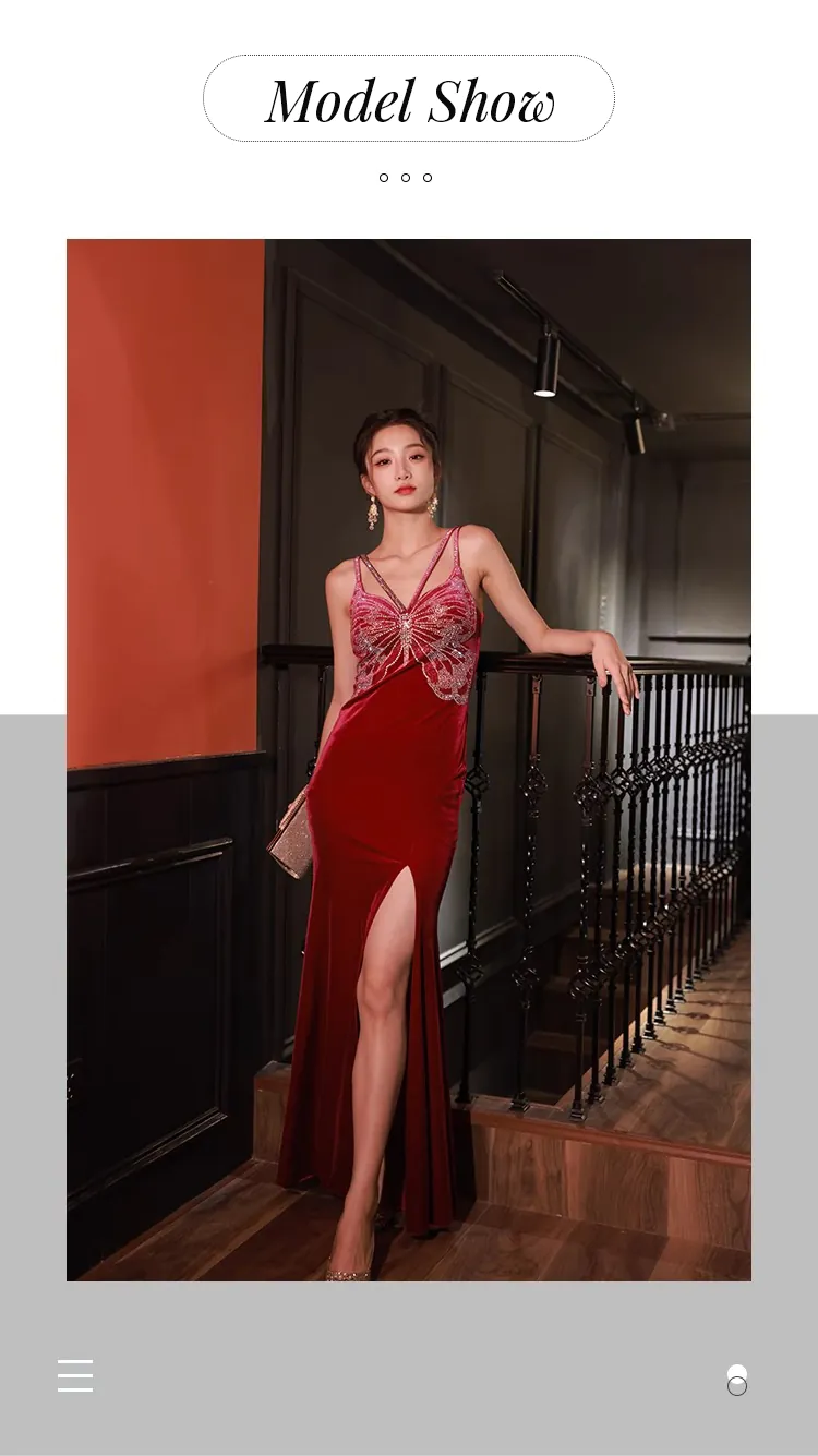 Chic-Red-Velvet-Slip-Evening-Dress-Split-Fishtail-Cocktail-Ball-Gown08