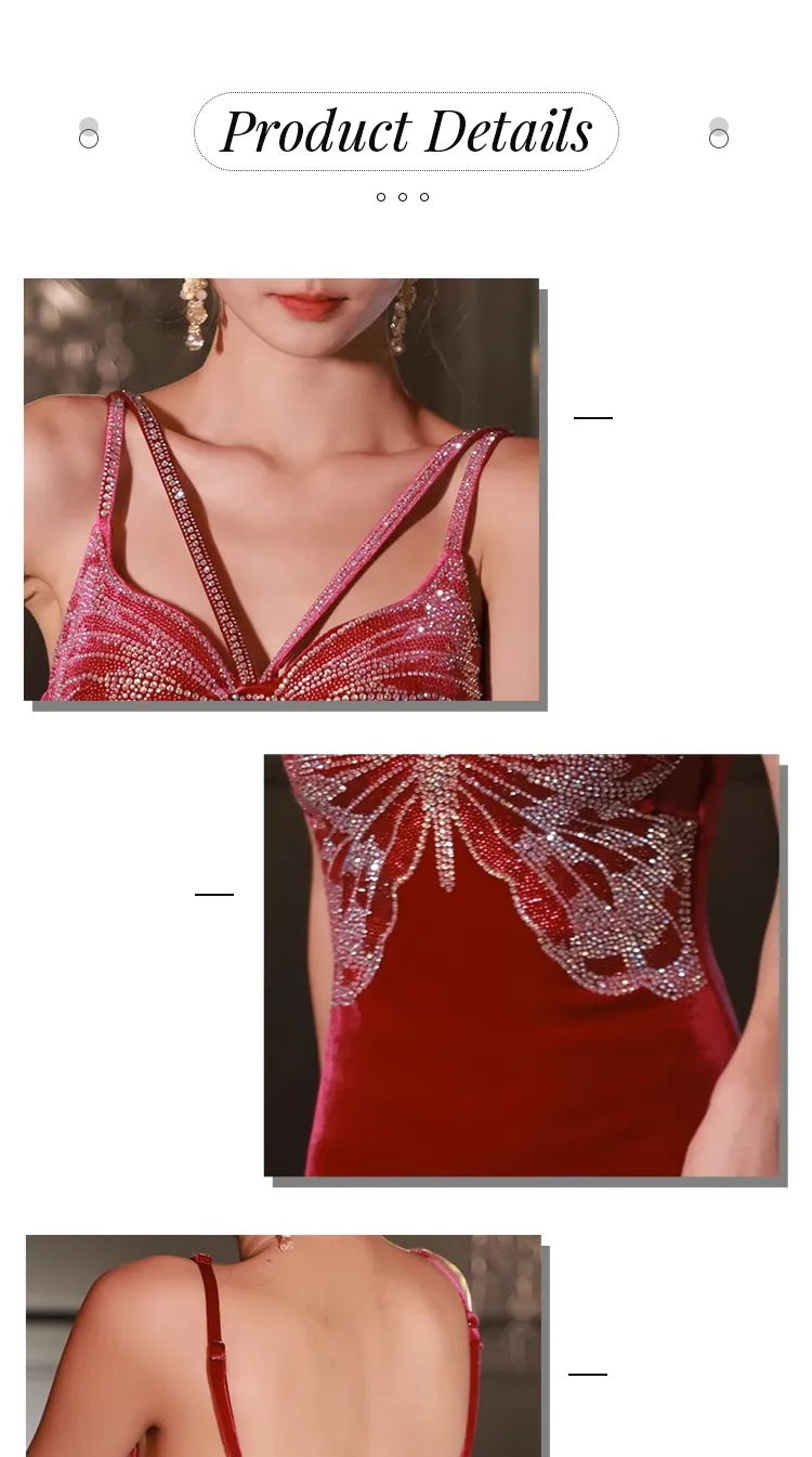 Chic-Red-Velvet-Slip-Evening-Dress-Split-Fishtail-Cocktail-Ball-Gown12