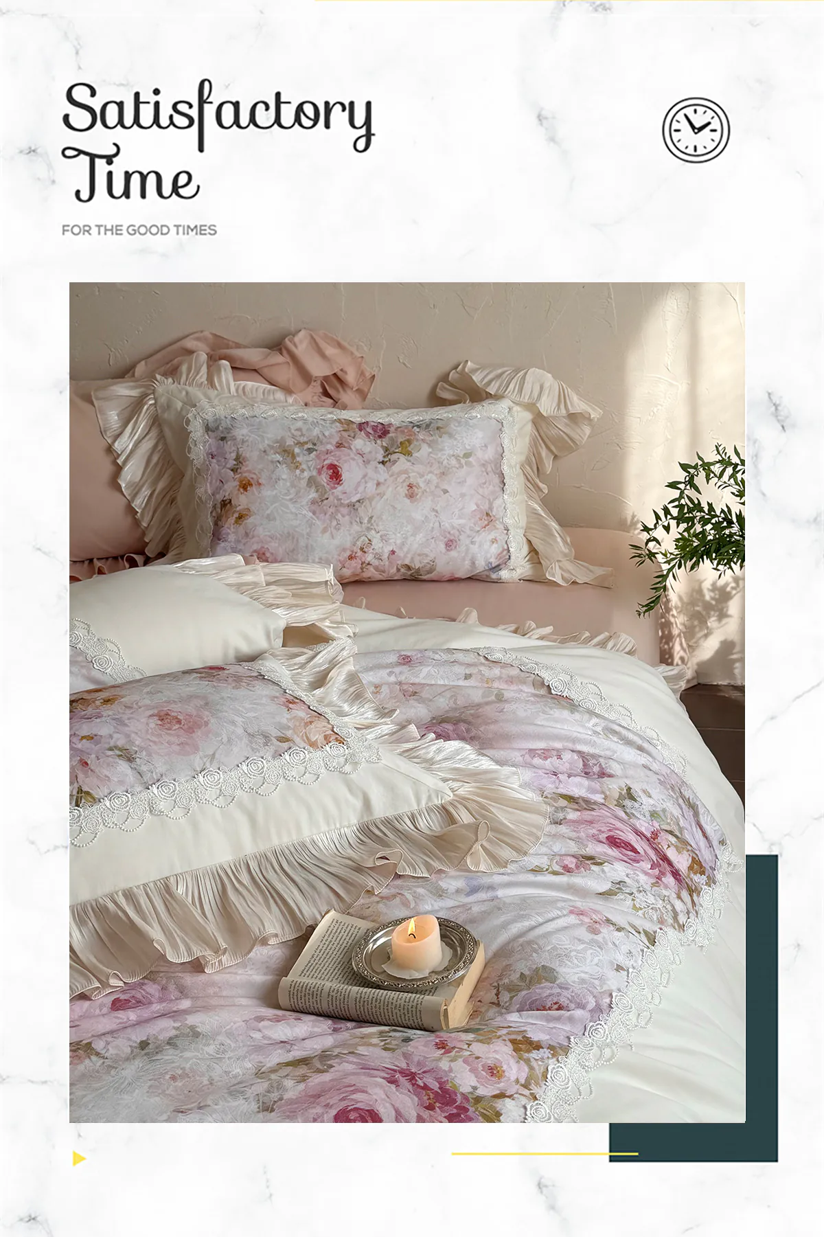 Court-Style-100-Cotton-Rose-Garden-Lace-Ruffle-Hem-Floral-Bedding-Set09
