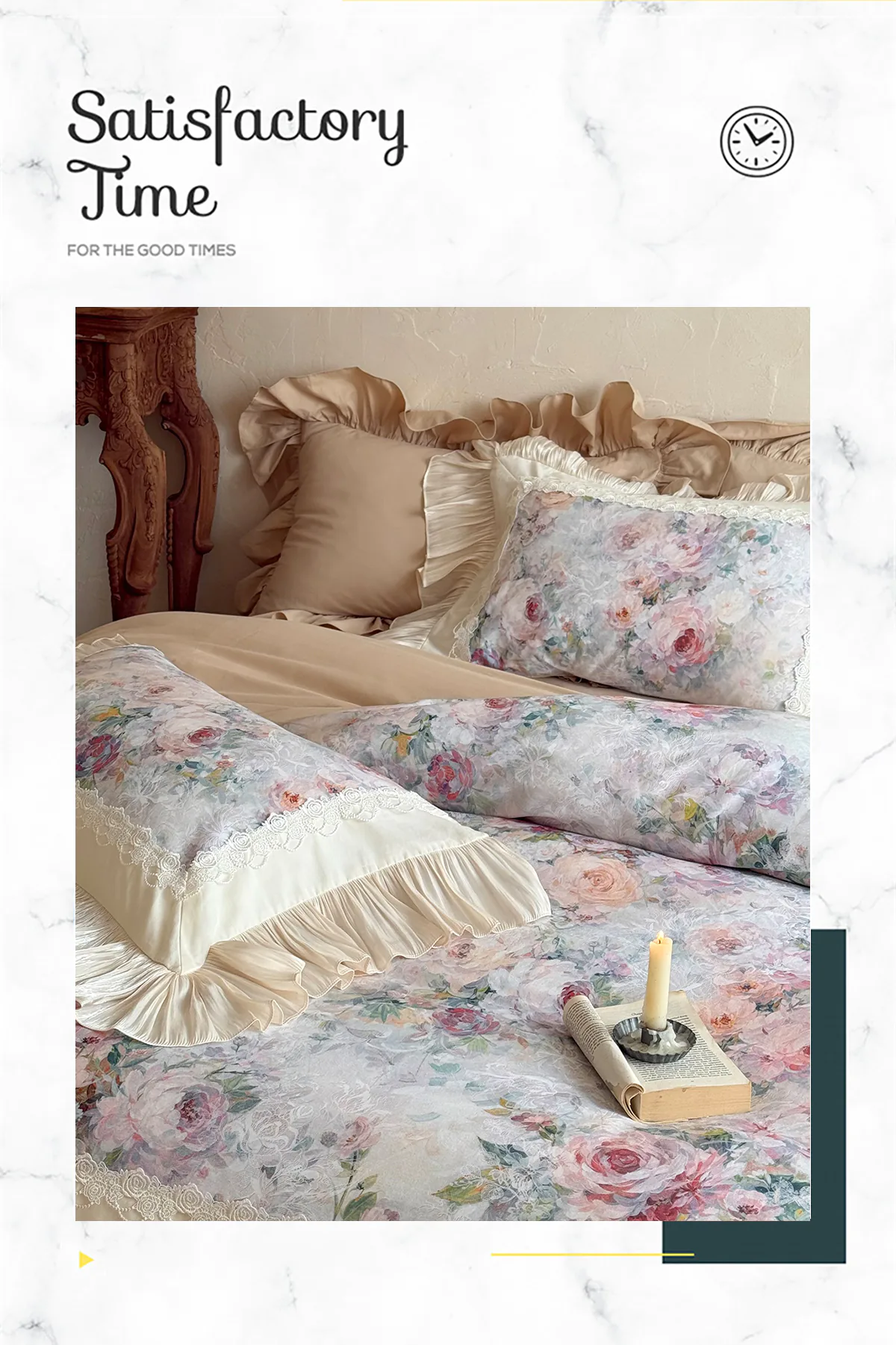 Court-Style-100-Cotton-Rose-Garden-Lace-Ruffle-Hem-Floral-Bedding-Set14