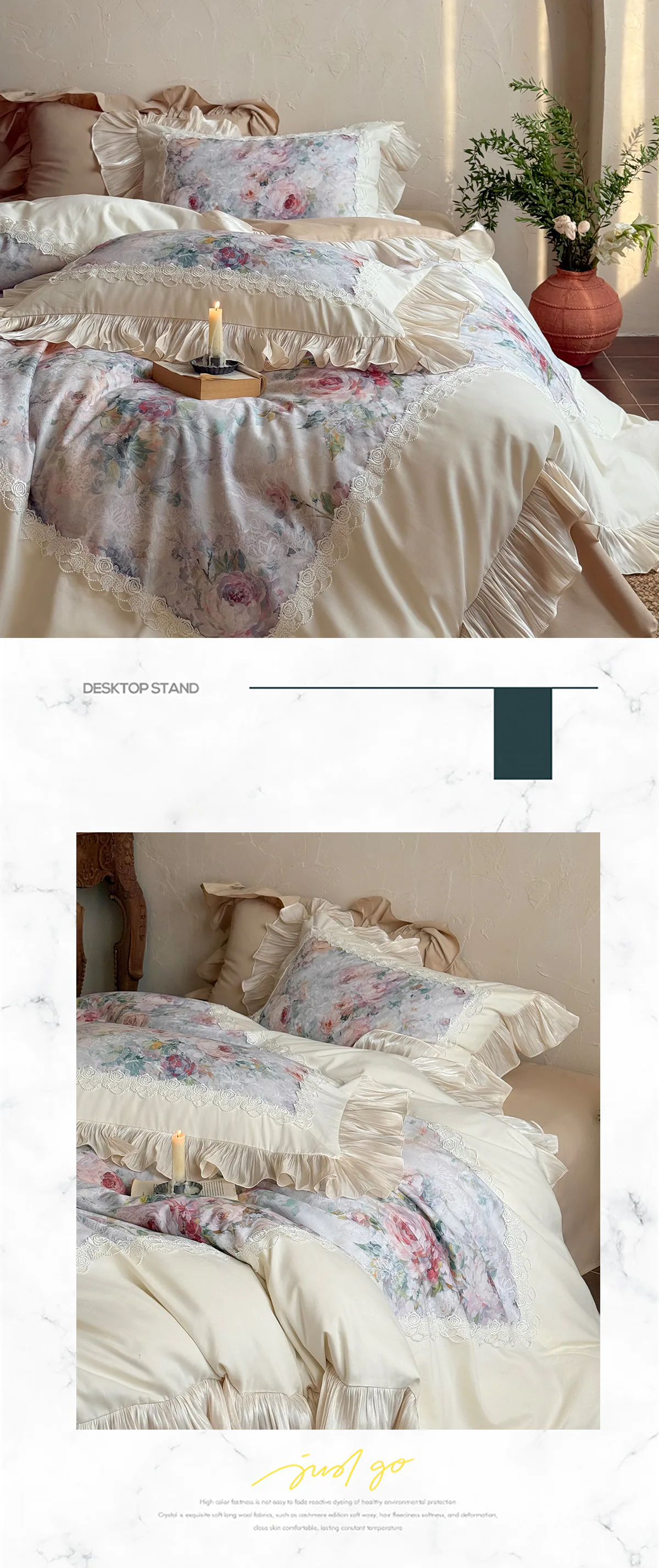 Court-Style-100-Cotton-Rose-Garden-Lace-Ruffle-Hem-Floral-Bedding-Set17