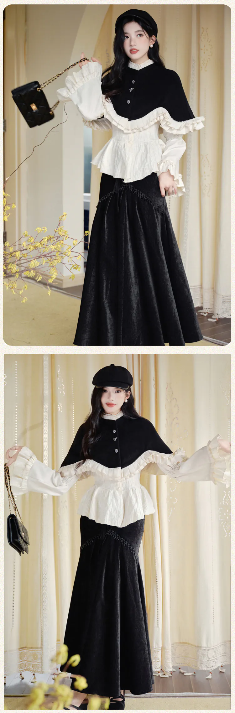 Elegant-Woolen-Cape-with-Mermaid-Midi-Skirt-and-Shirt-3-Pcs-Casual-Suit13