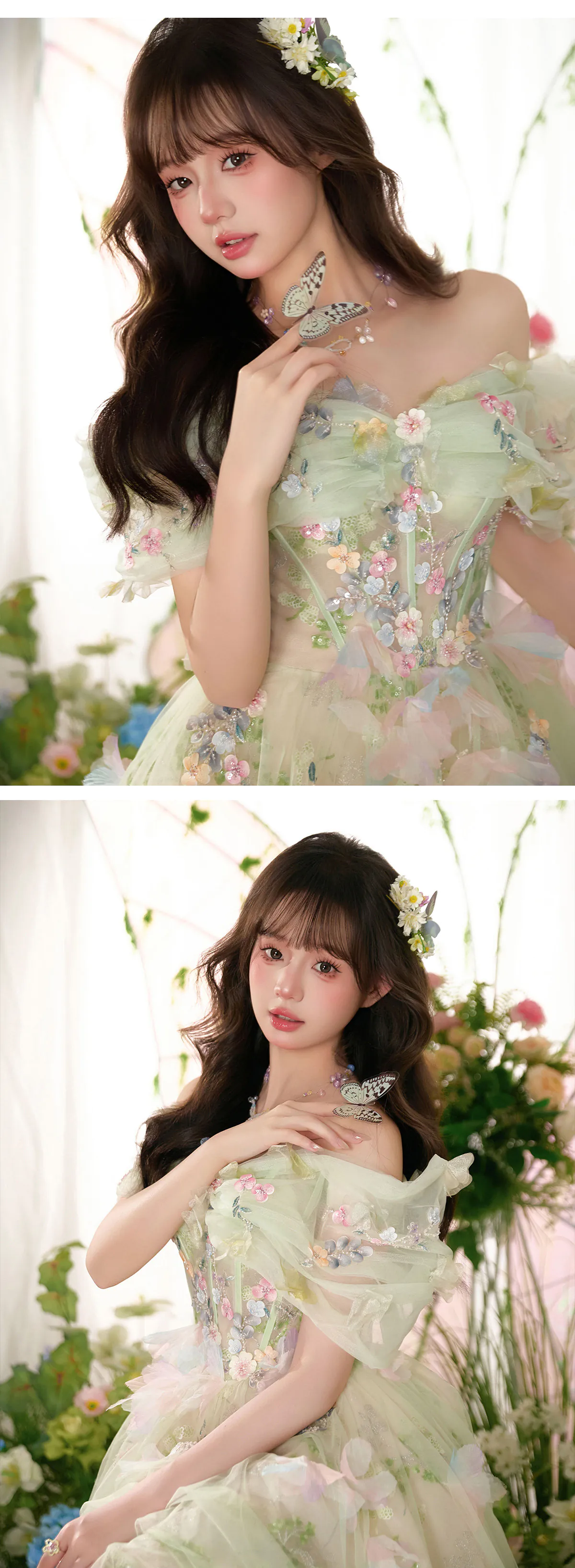 Ethereal-Forest-Green-Off-Shoulder-3D-Floral-Tulle-Garden-Party-Evening-Dress12