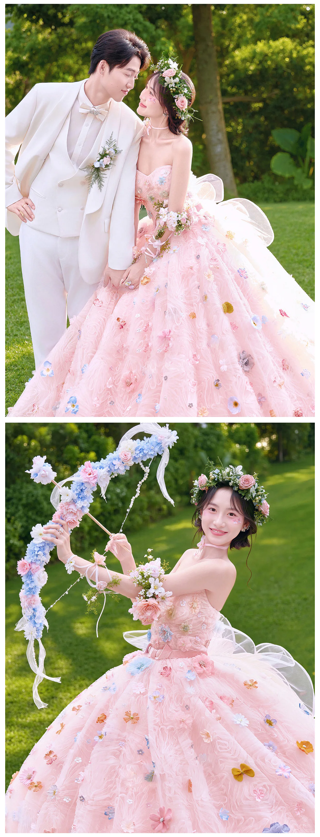 Fairycore-Pink-Sweetheart-Neck-Couture-3D-Floral-Strapless-Tulle-Ball-Gown09