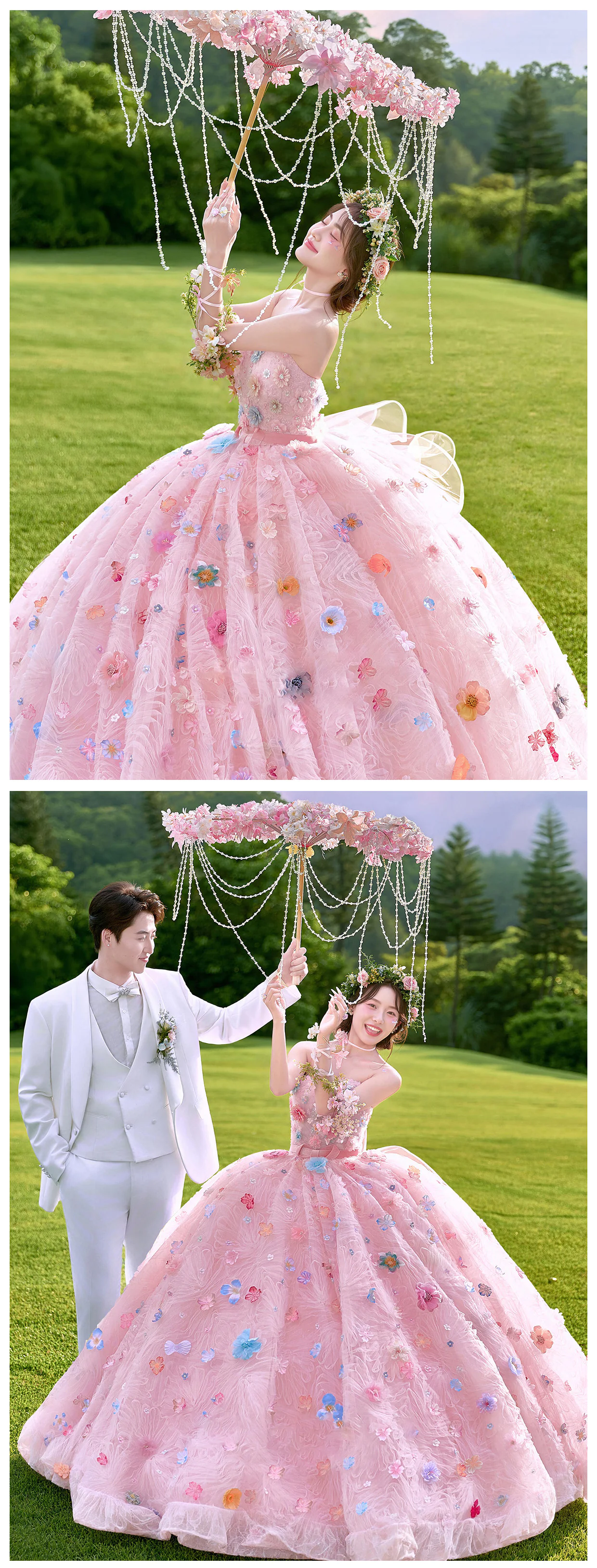 Fairycore-Pink-Sweetheart-Neck-Couture-3D-Floral-Strapless-Tulle-Ball-Gown12