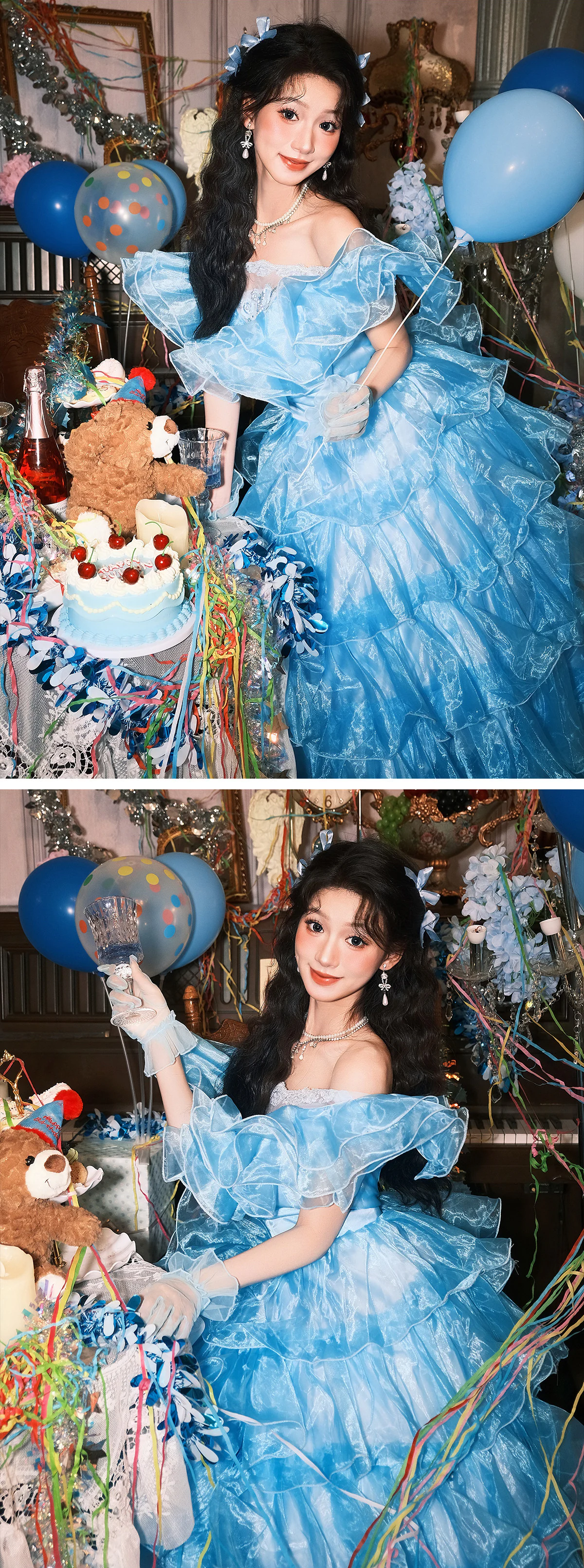 Fairytale-Princess-Crystal-Blue-Couture-Tiered-Ruffle-Organza-Ball-Gown10