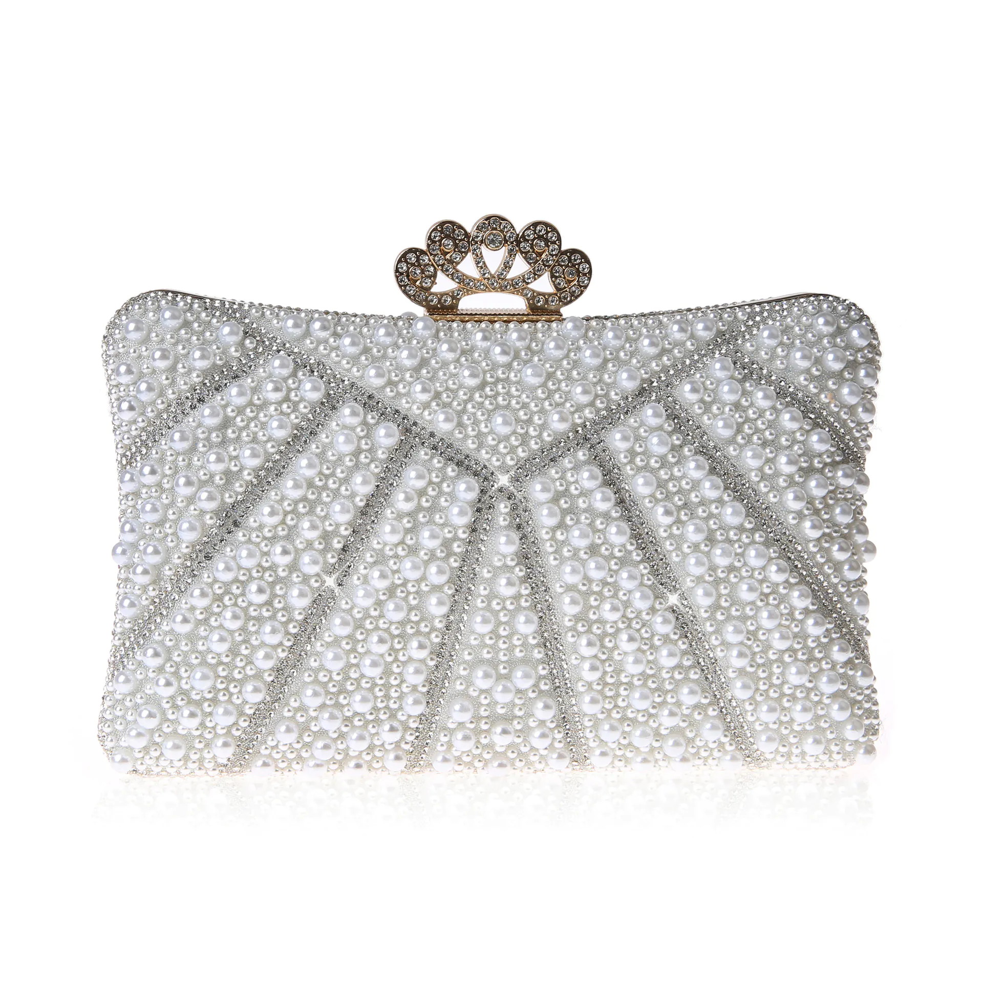 Ladies Vintage Pearl Evening Prom Wedding Clutch Handbag01