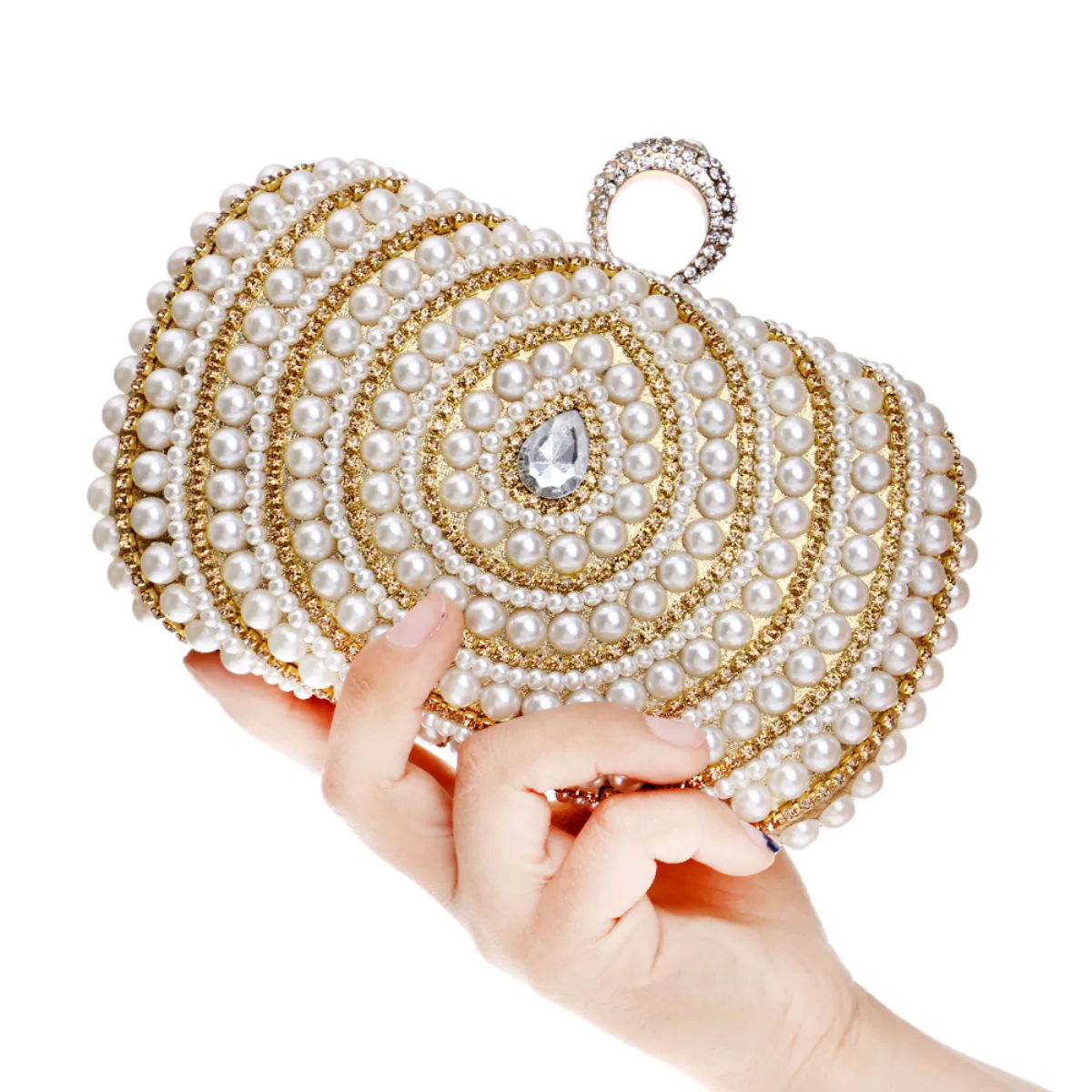 Pearl Beaded Prom Wedding Bride Evening Party Clutch Bag02