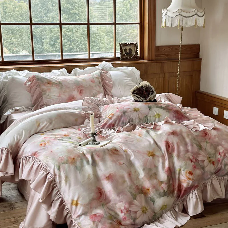 Romantic A Class 100% Cotton Oil Painting Duvet Cover Bedding Set02