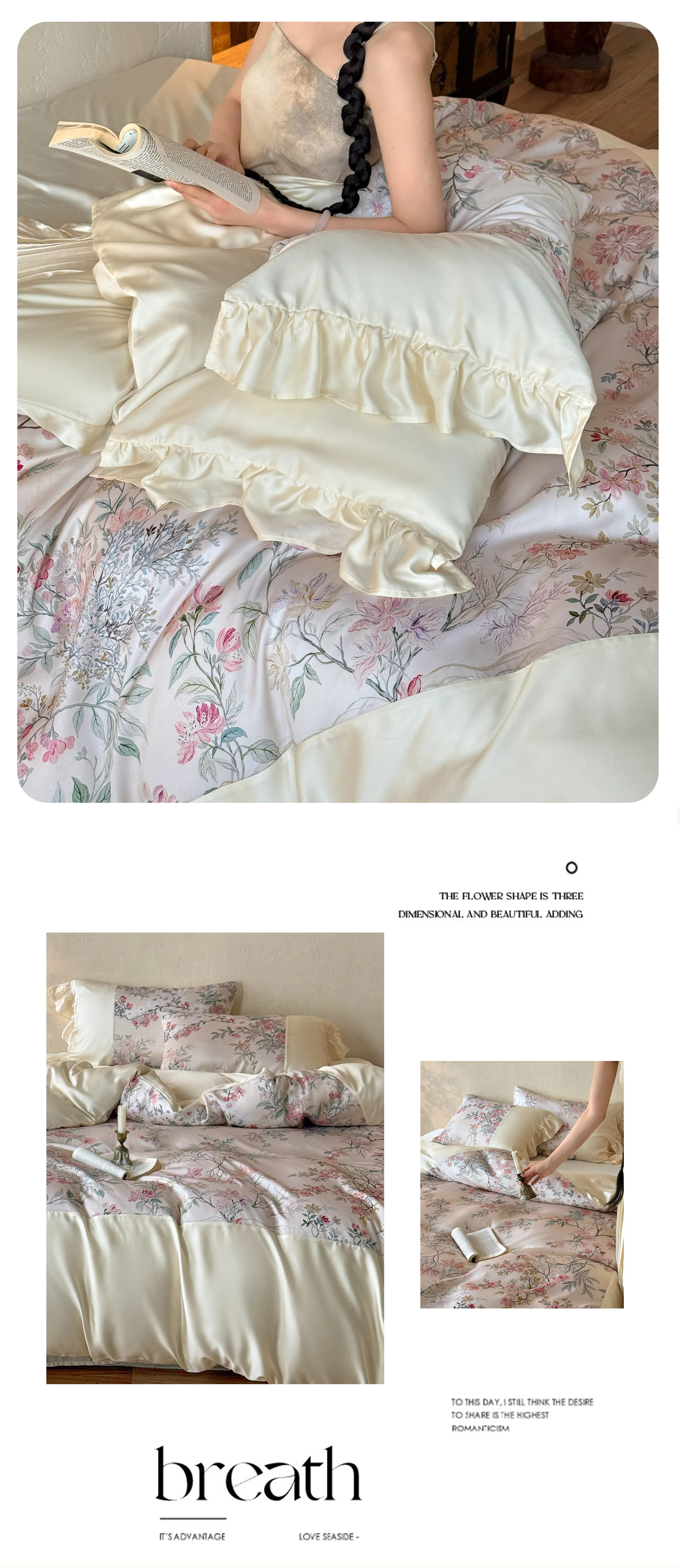 Shabby-Chic-Botanical-Floral-Print-60s-Tencel-Cooling-Bed-Sheet-4-Pieces-Set10