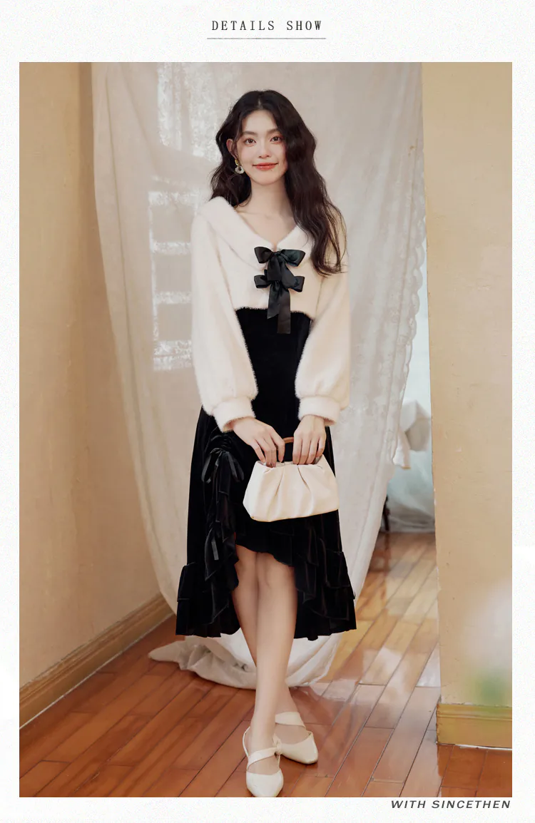 Sweet-Lolita-Style-Fishtail-High-Low-Slip-Dress-with-Fleece-Cardigan09