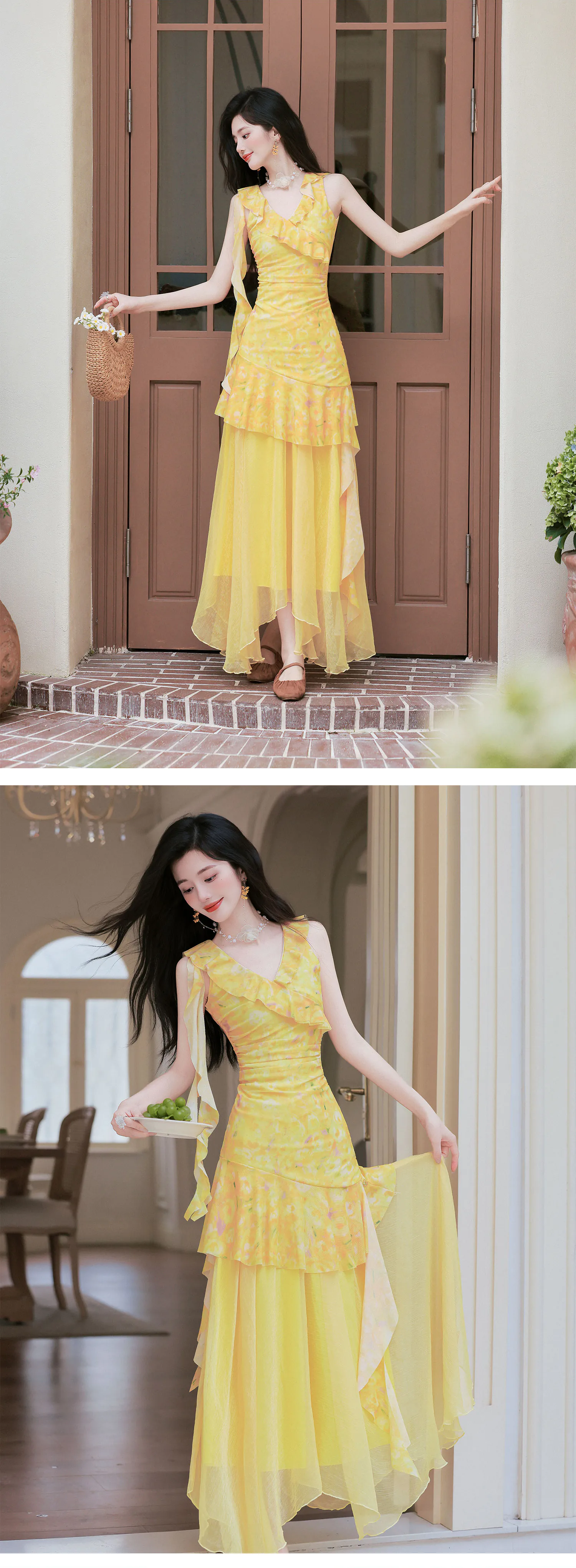 Yellow-Floral-Cami-Top-with-Mesh-Skirt-and-Crochet-Hollow-Out-Cardigan-Set14