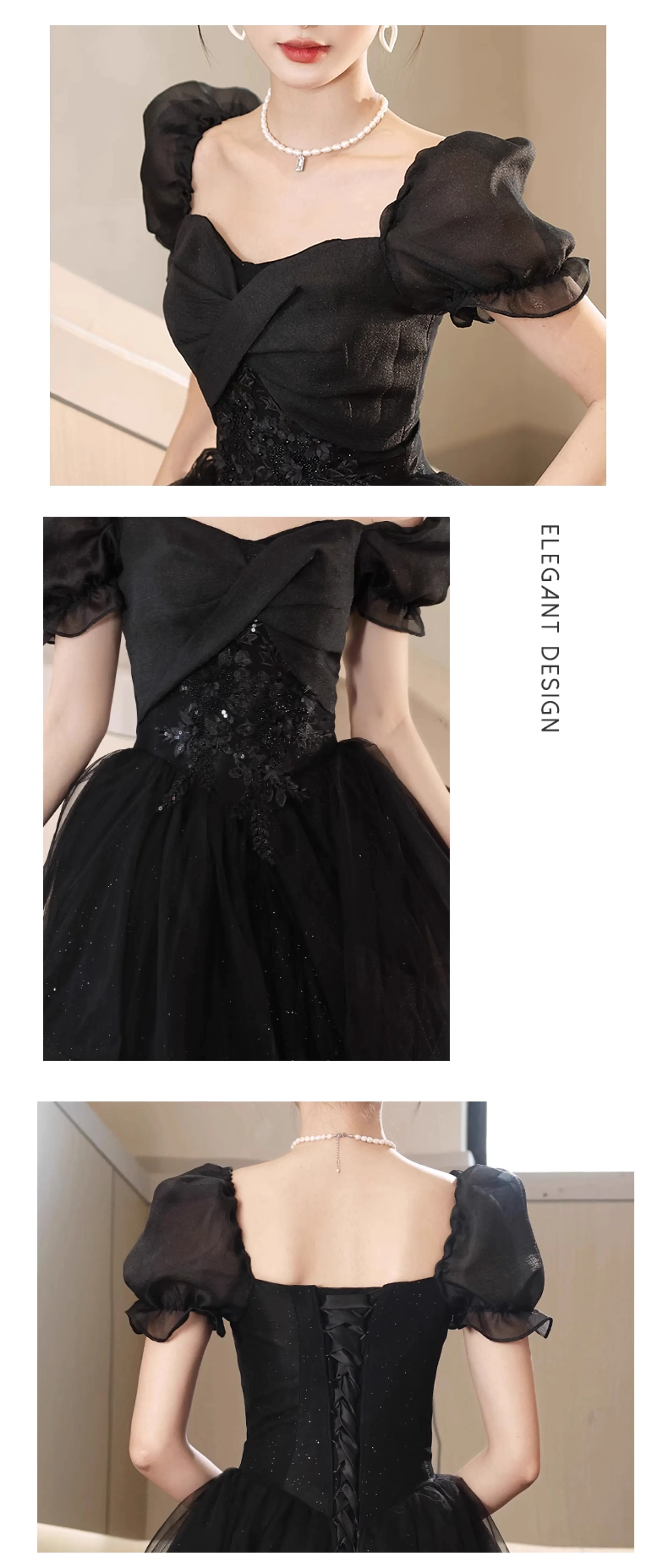 Black-Chiffon-Birthday-Party-Prom-Dress-Cocktail-Evening-Ball-Gown08