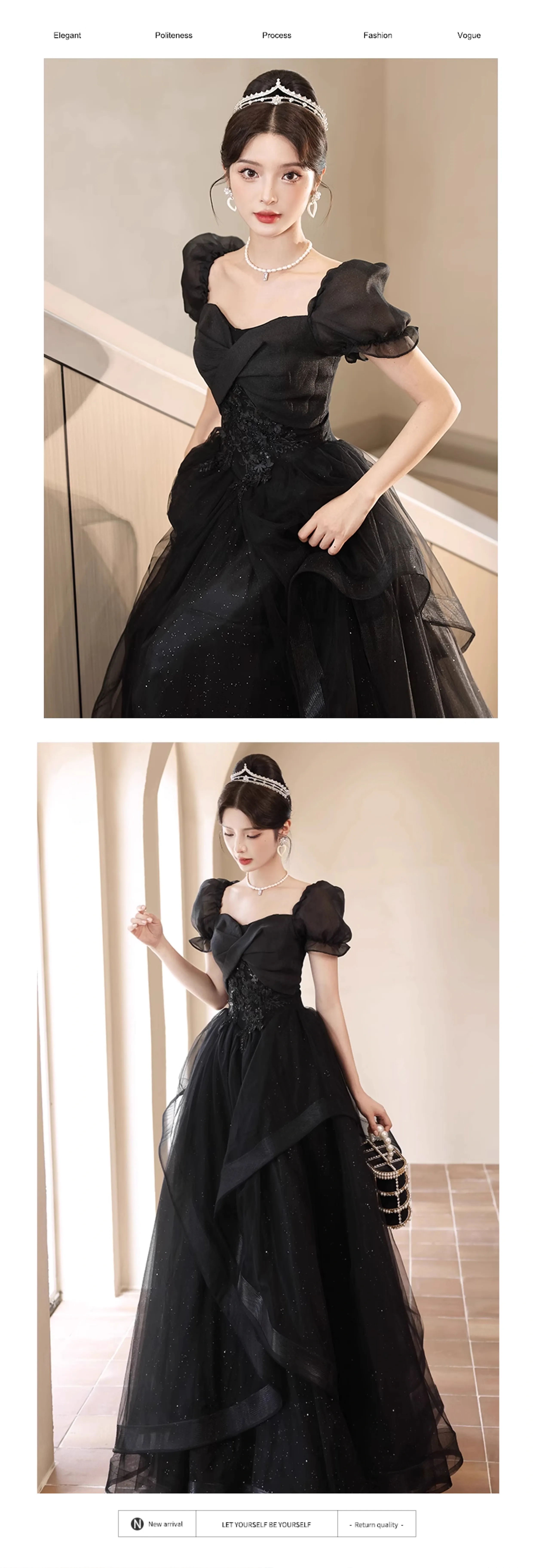Black-Chiffon-Birthday-Party-Prom-Dress-Cocktail-Evening-Ball-Gown12