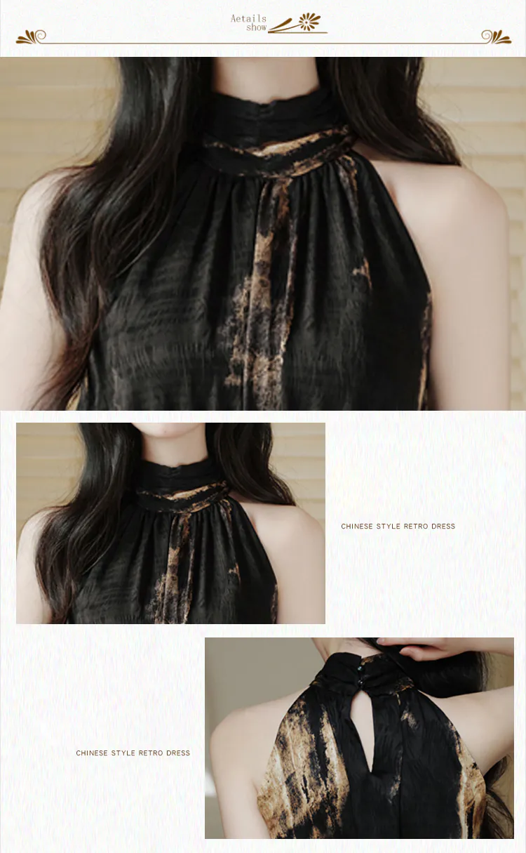 Chic-Black-Tie-Dye-Sleeveless-Halter-Neck-Daily-Vacation-Casual-Dress08