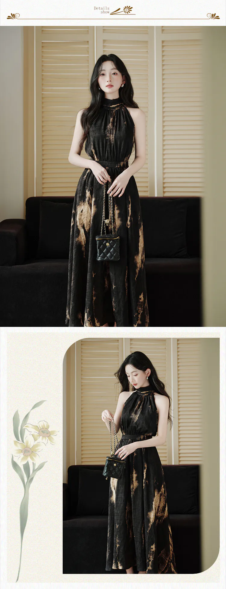 Chic-Black-Tie-Dye-Sleeveless-Halter-Neck-Daily-Vacation-Casual-Dress10