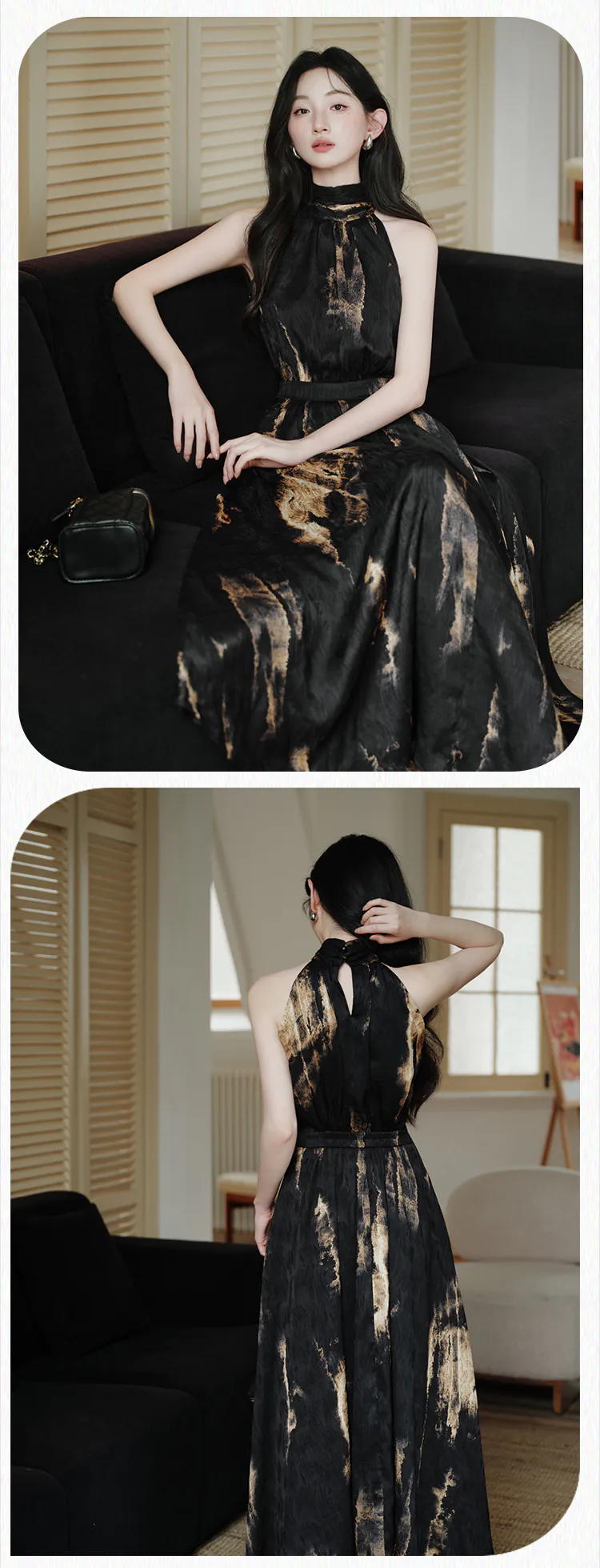 Chic-Black-Tie-Dye-Sleeveless-Halter-Neck-Daily-Vacation-Casual-Dress12