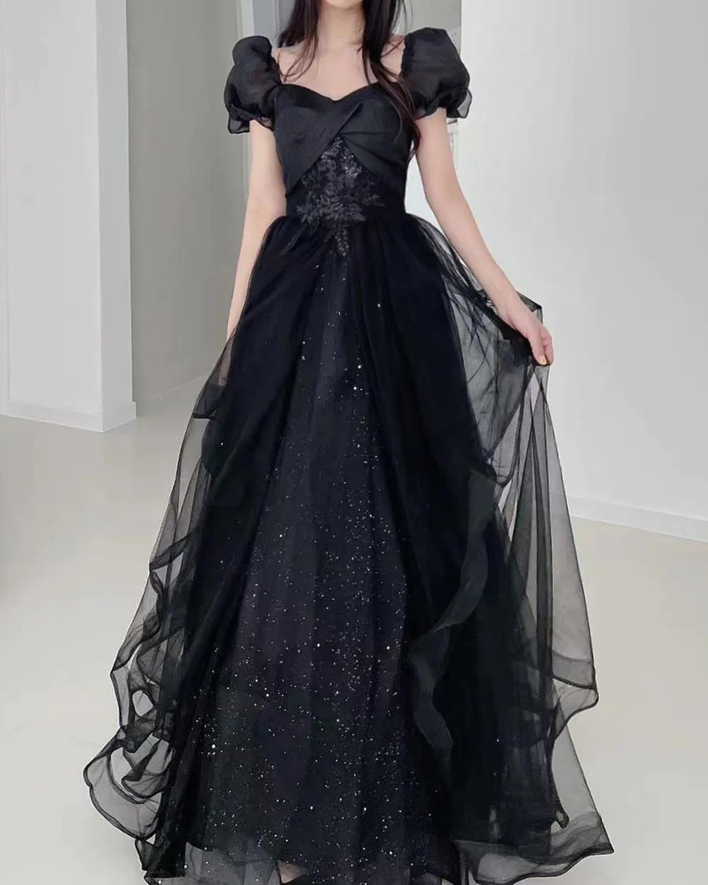 Black Chiffon Birthday Party Prom Dress Cocktail Evening Ball Gown ...