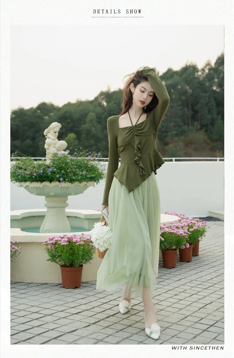 Gentle-Green-Vintage-Irregular-Hem-Cardigan-with-Tulle-Skirt-Casual-Suit09