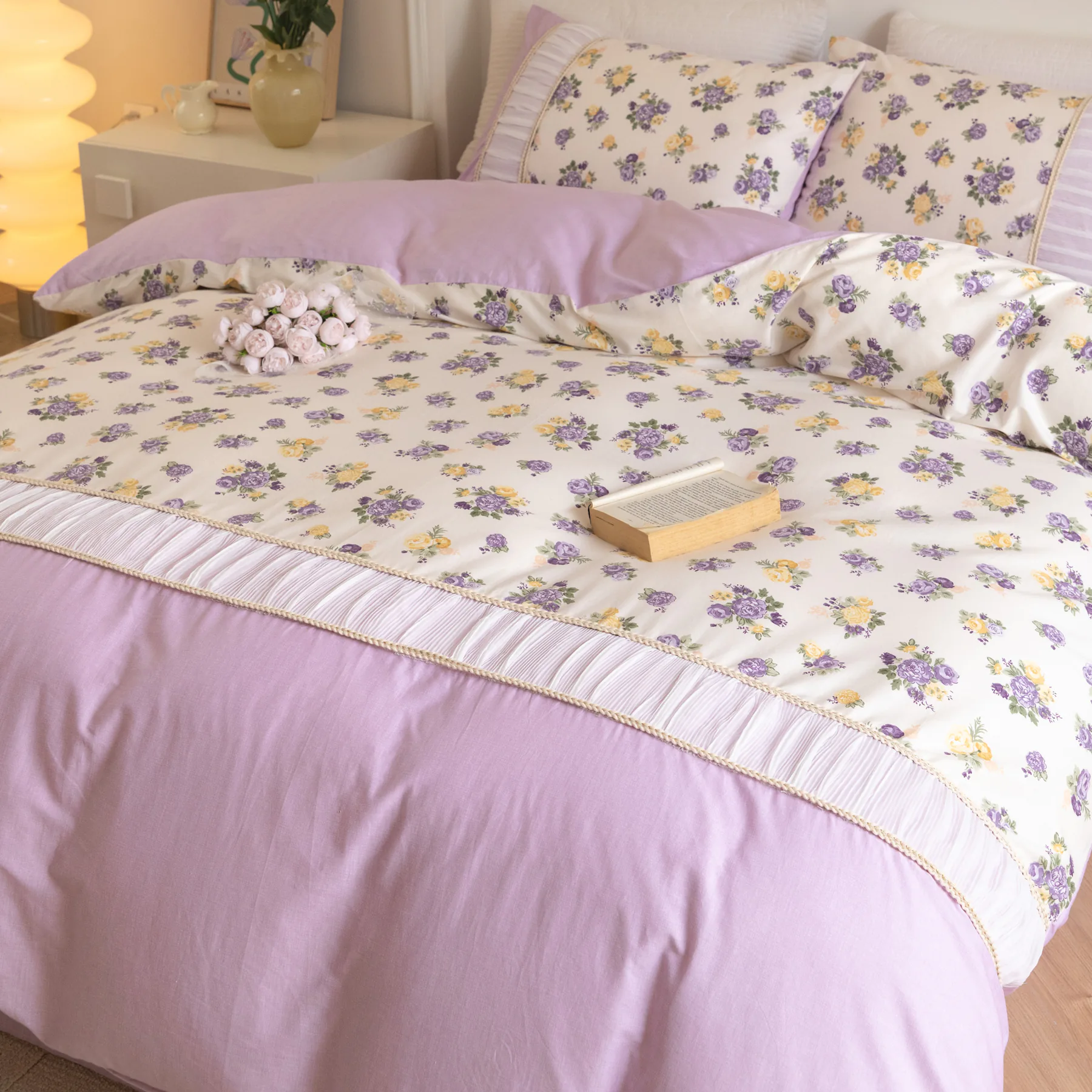 Retro Princess Style 100% Cotton Floral Duvet Cover Bedding Set01