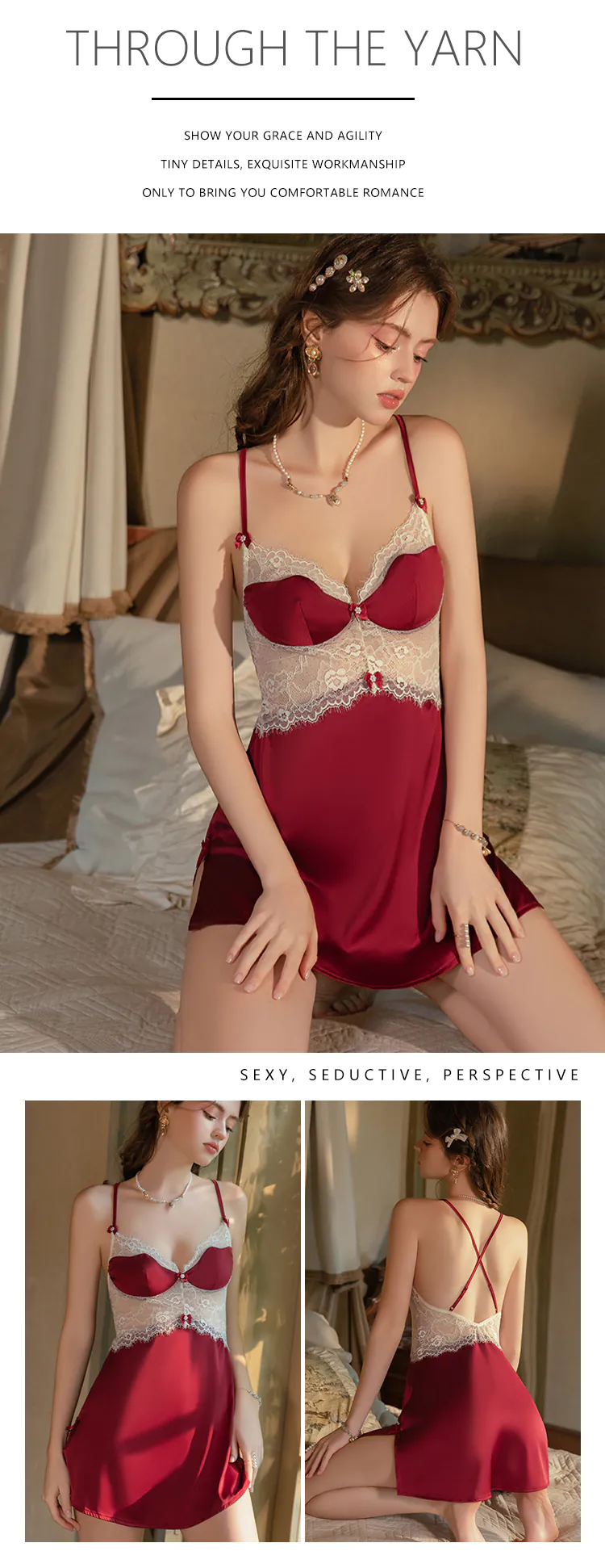 Sheer-Lace-Criss-Cross-Open-Back-Satin-Nightgown-with-Removable-Pads14