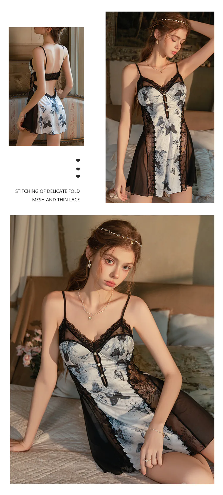 Sheer-See-Through-Side-Scalloped-Lace-Trim-Chemise-Babydoll-Lingerie15
