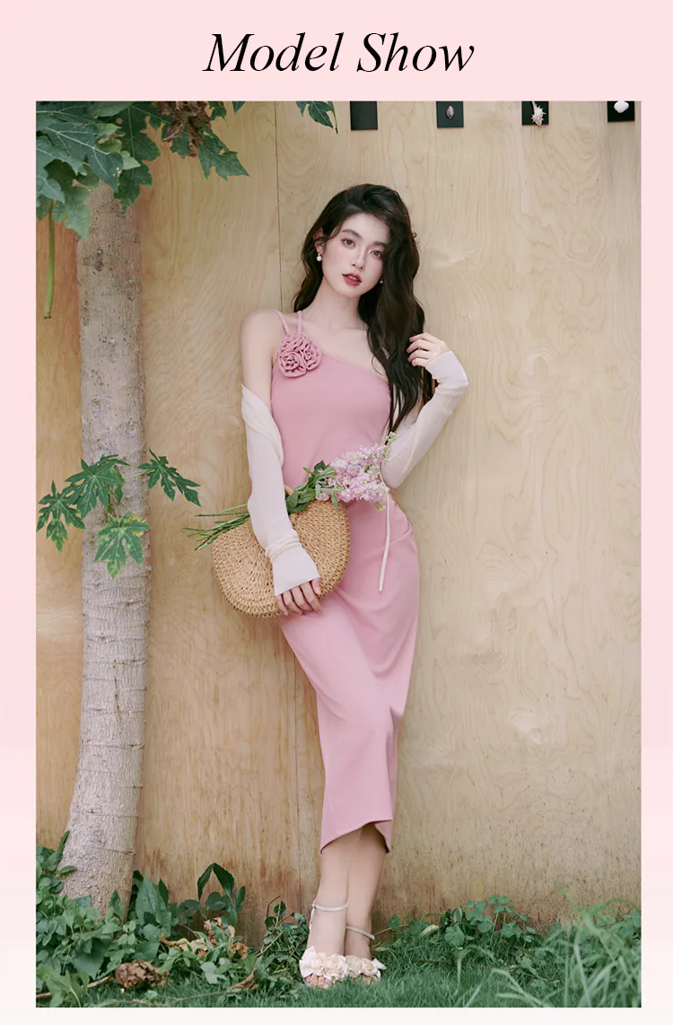 Simple-Chic-Pink-Strap-Dress-with-Cardigan-Summer-Casual-Beach-Outfits09