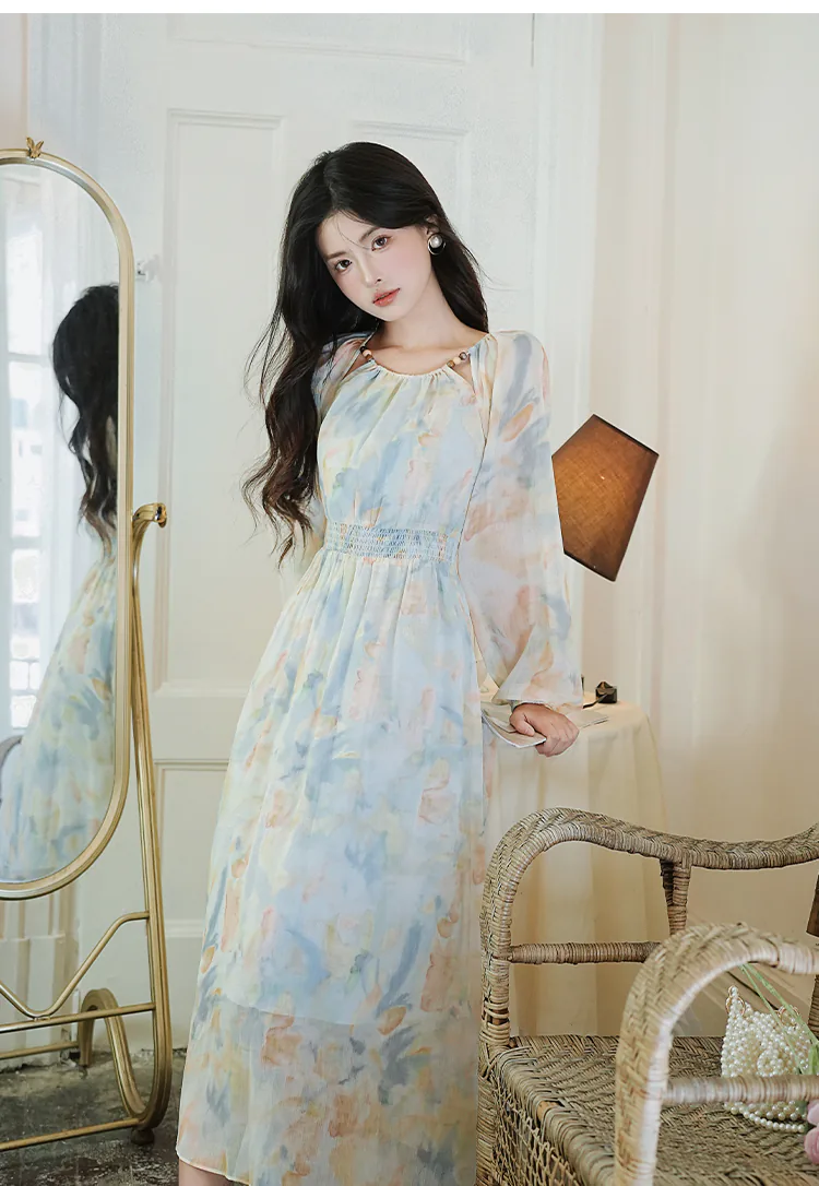 Soft-Gradient-Blue-Tea-Break-Seaside-Vacation-Halter-Casual-Dress10