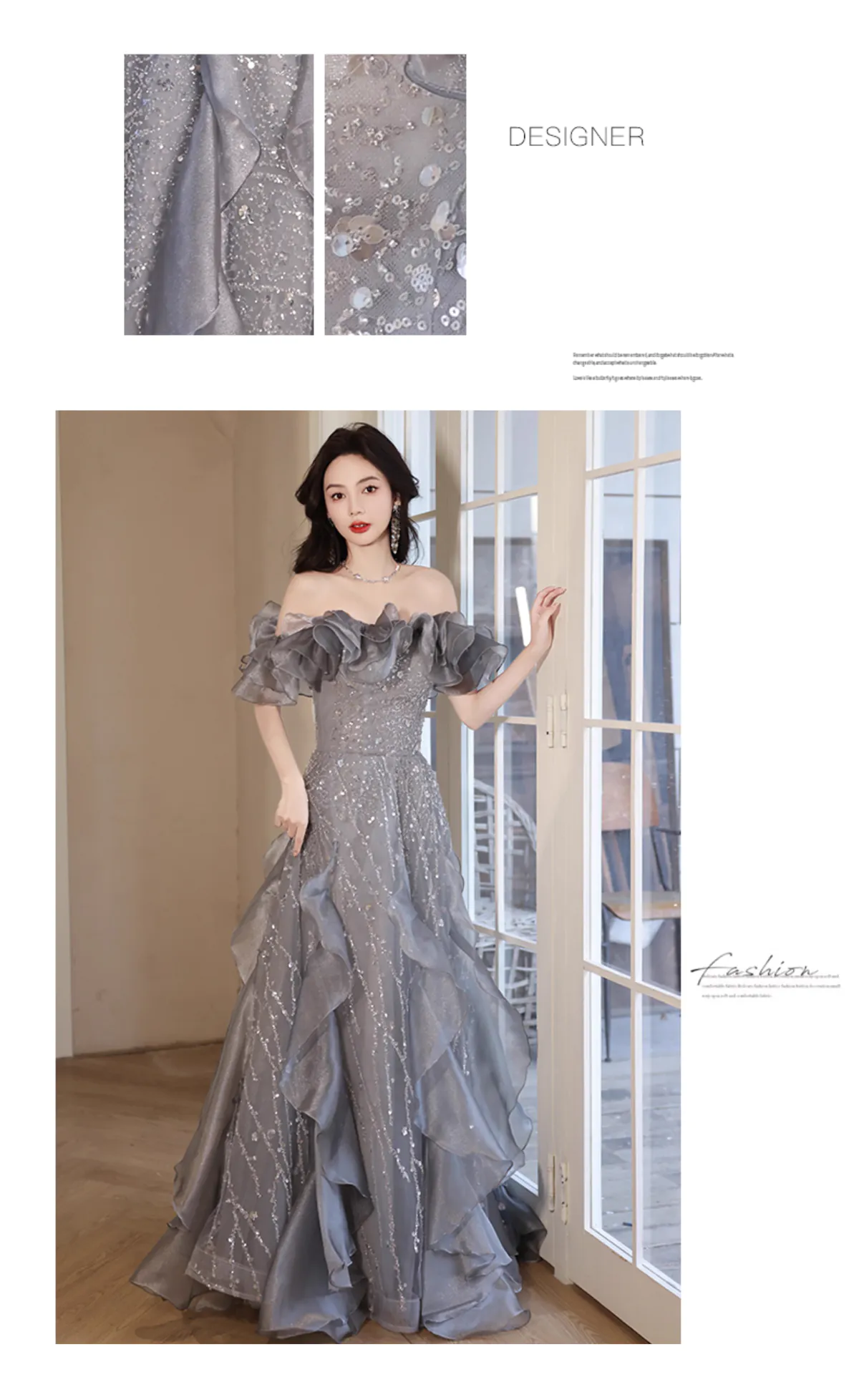 Sweet-Princess-Gray-Ruffle-Off-the-Shoulder-Sequin-Cocktail-Party-Dress08