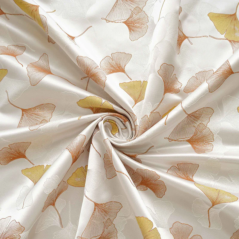 Beautiful Ginkgo Leaf Soft Jacquard Fabric for Children's Clothing Dress01
