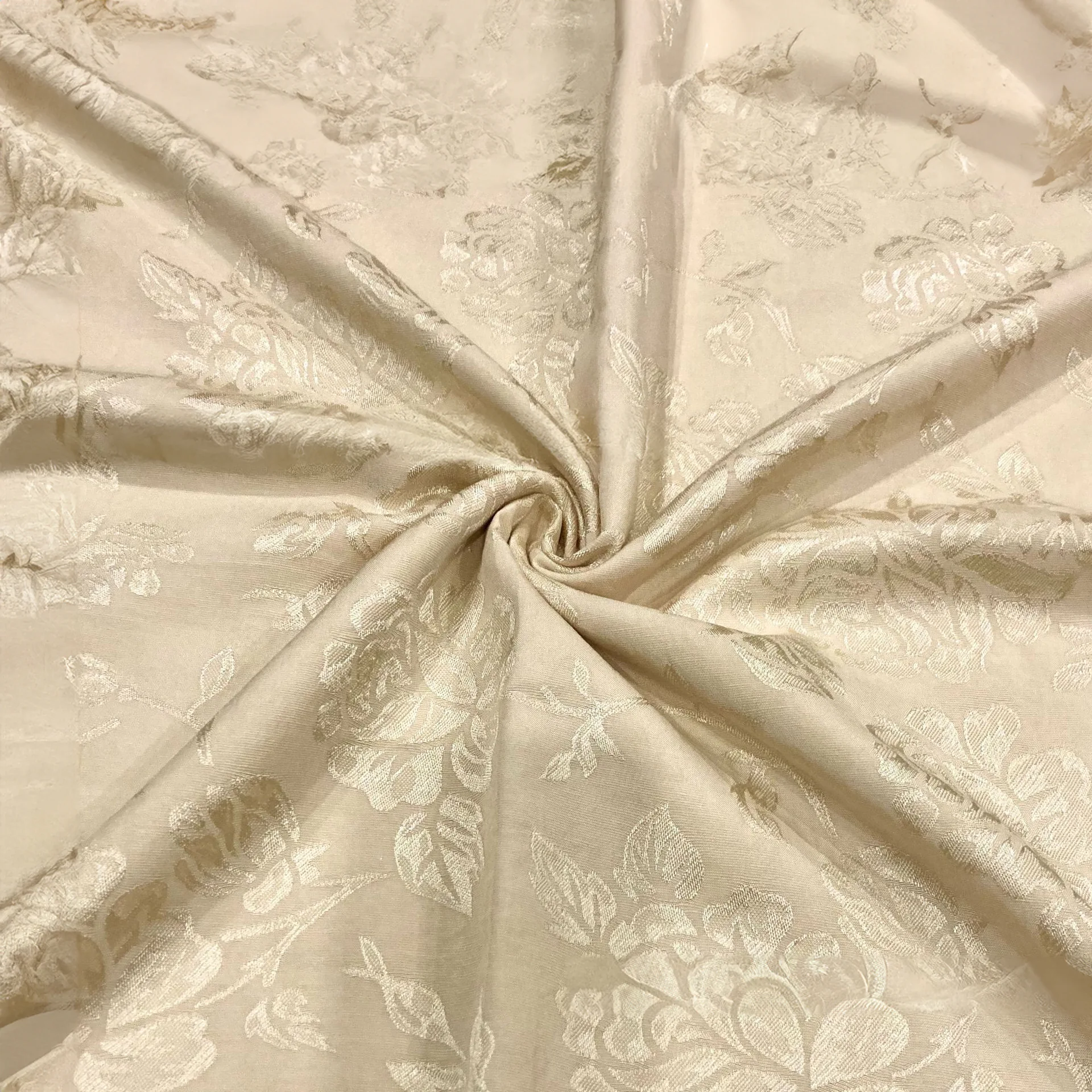 Elegant Peony Flower Jacquard Satin Brocade DIY Fabric01